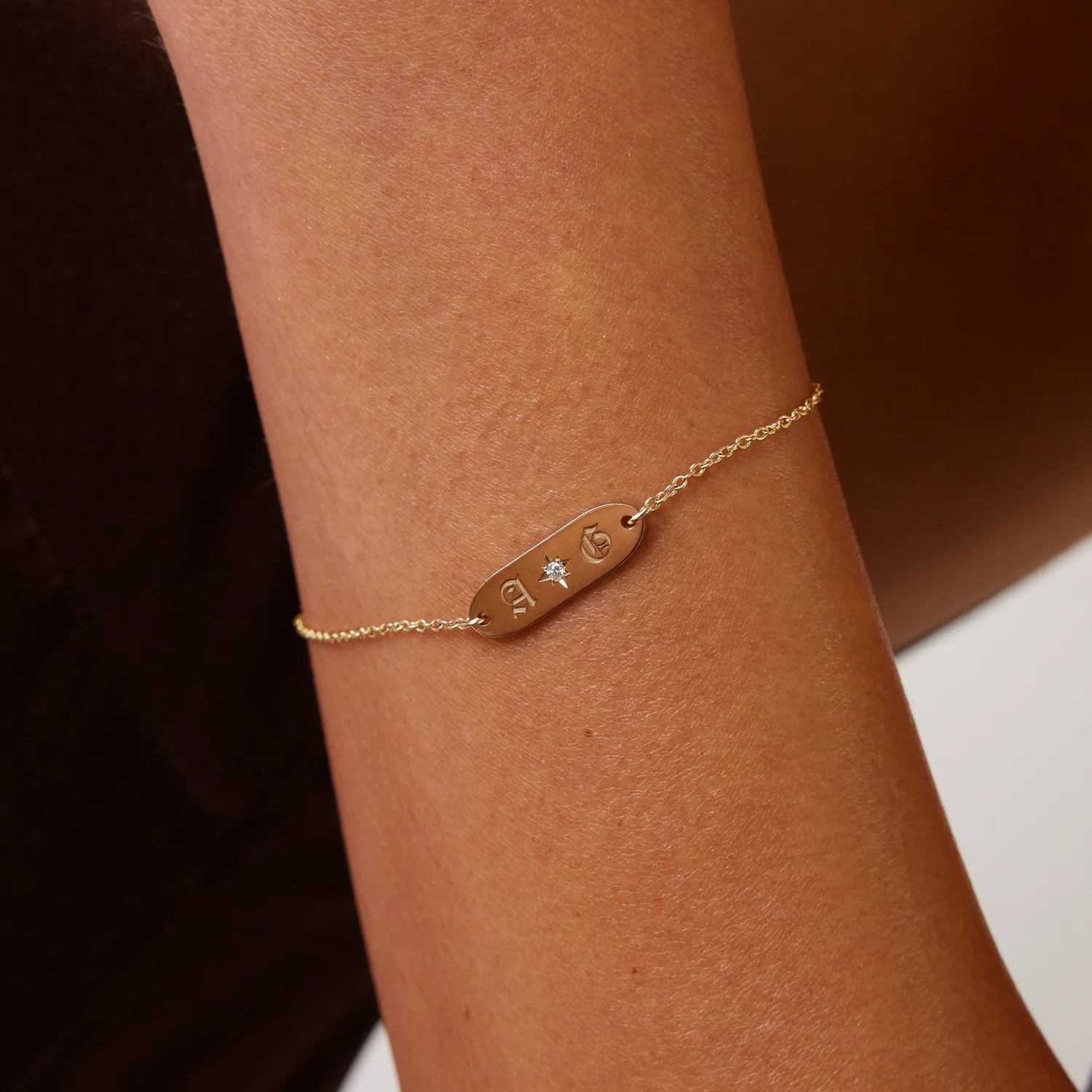 Oval Starset Diamond Initial Bracelet - Image 4