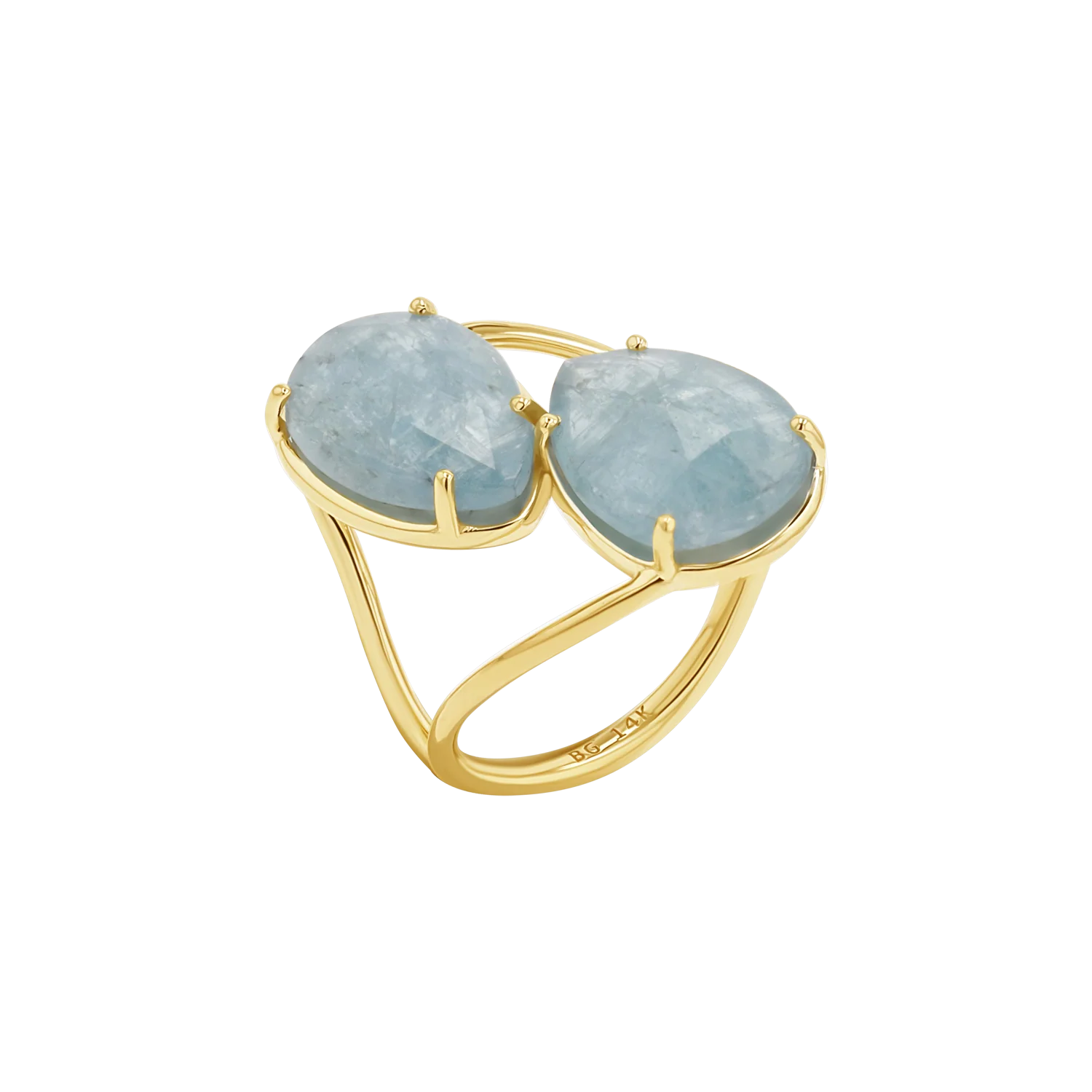 Pear Shape Aquamarine Duo Rose Cut Ring