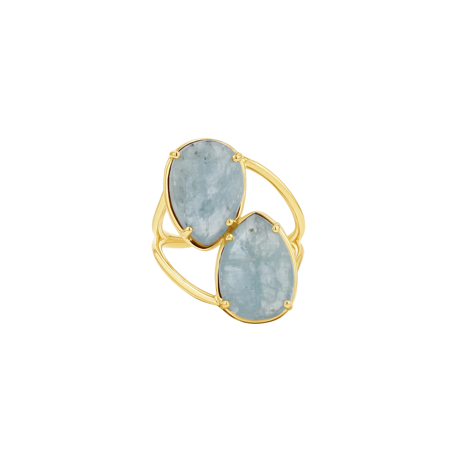 Pear Shape Aquamarine Duo Rose Cut Ring - Image 4