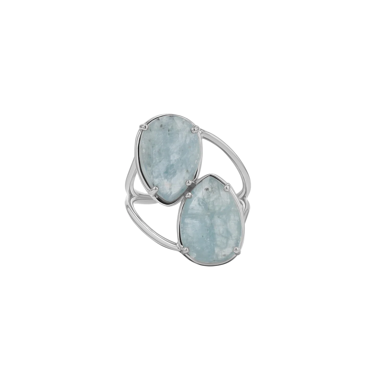 Pear Shape Aquamarine Duo Rose Cut Ring - Image 5