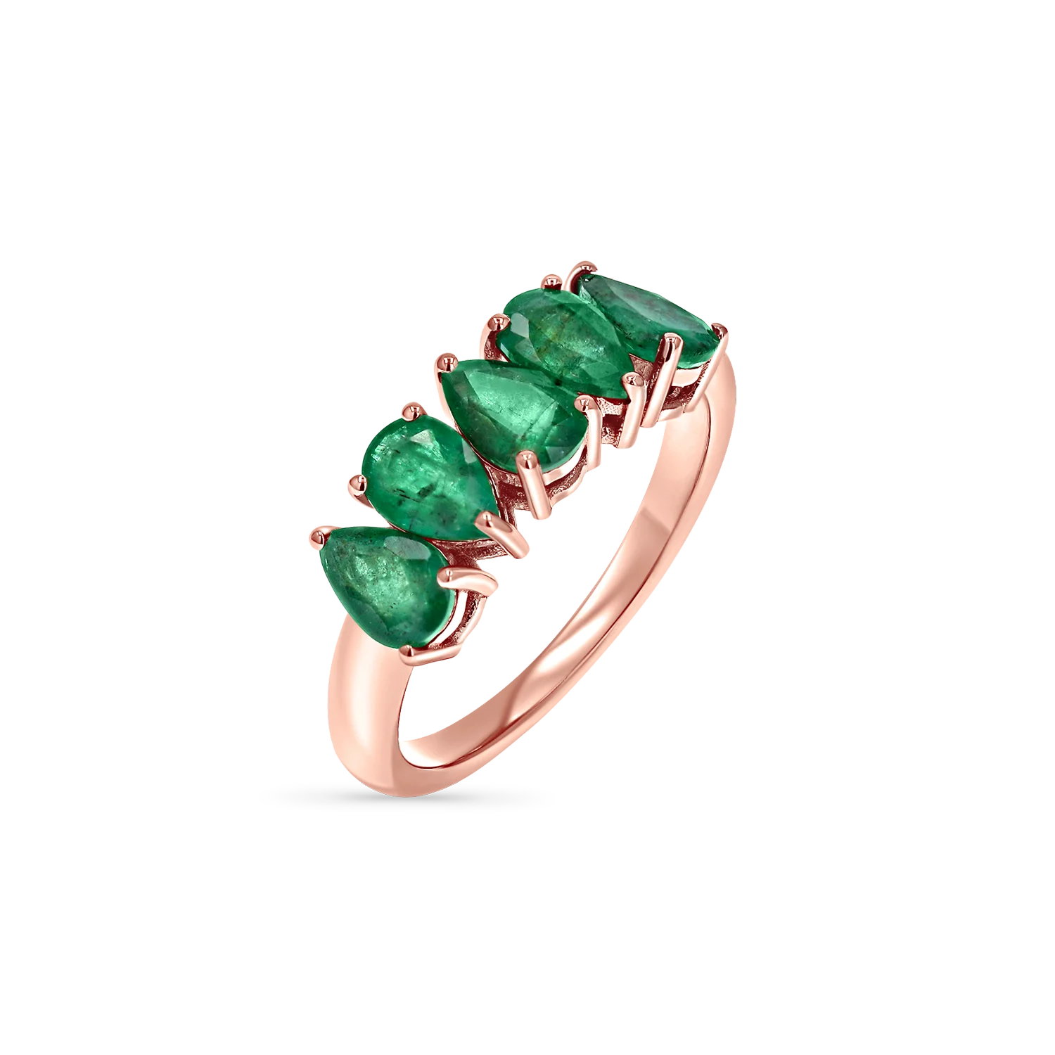 Pear Shape Emerald Half Eternity Band - Image 3