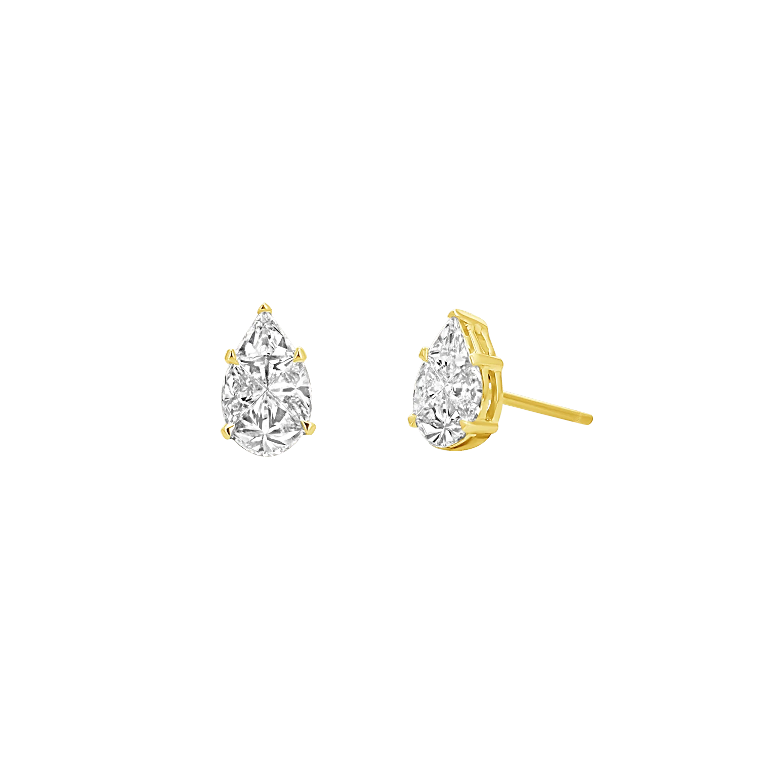 Pear Shape Illusion Set Diamond Stud Earrings