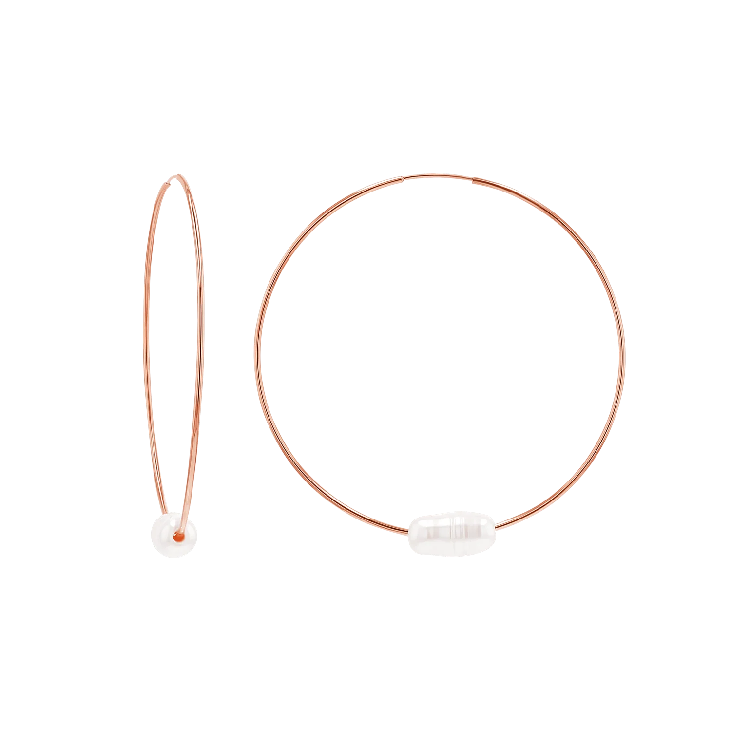 Pearl Accent Endless Hoop Earrings - Image 3