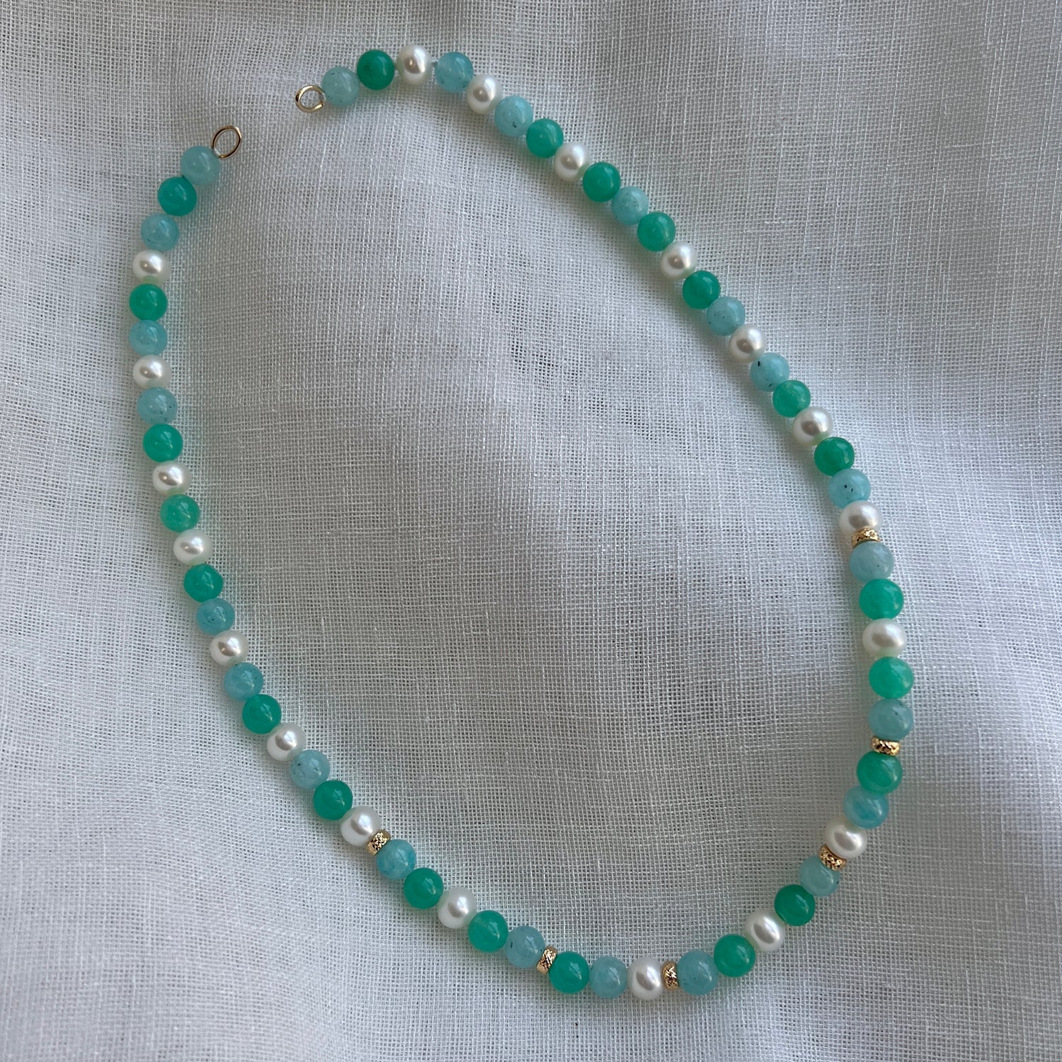 Pearl Aqua Connector Chain Necklace - Image 9
