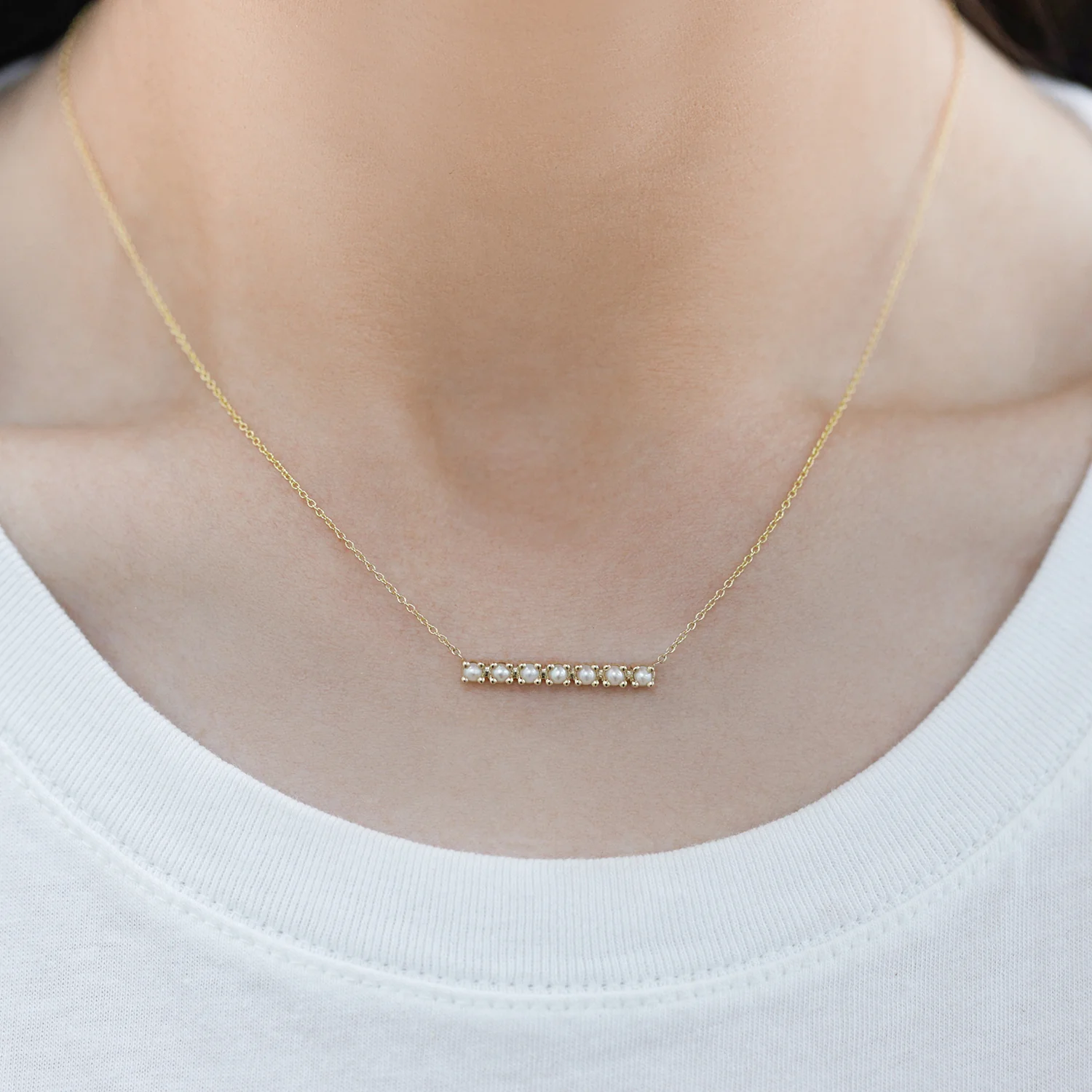 Pearl Bar Necklace - Image 7