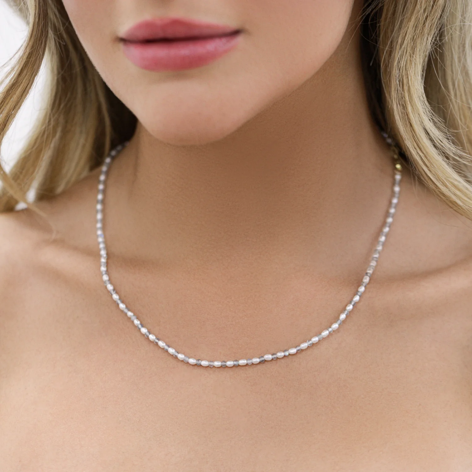 Pearl & Labradorite Strand Necklace - Image 3