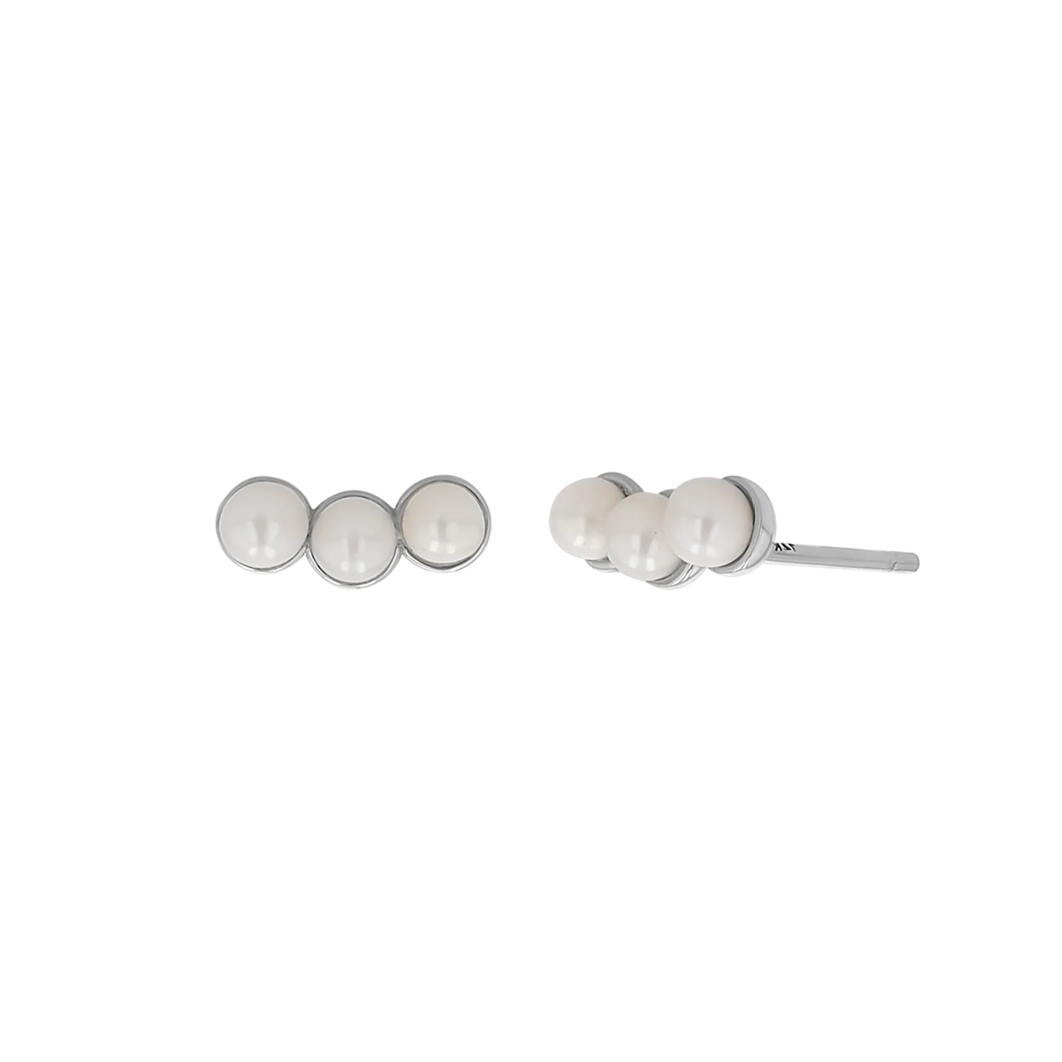 Pearl Trio Stud Earrings - Image 2