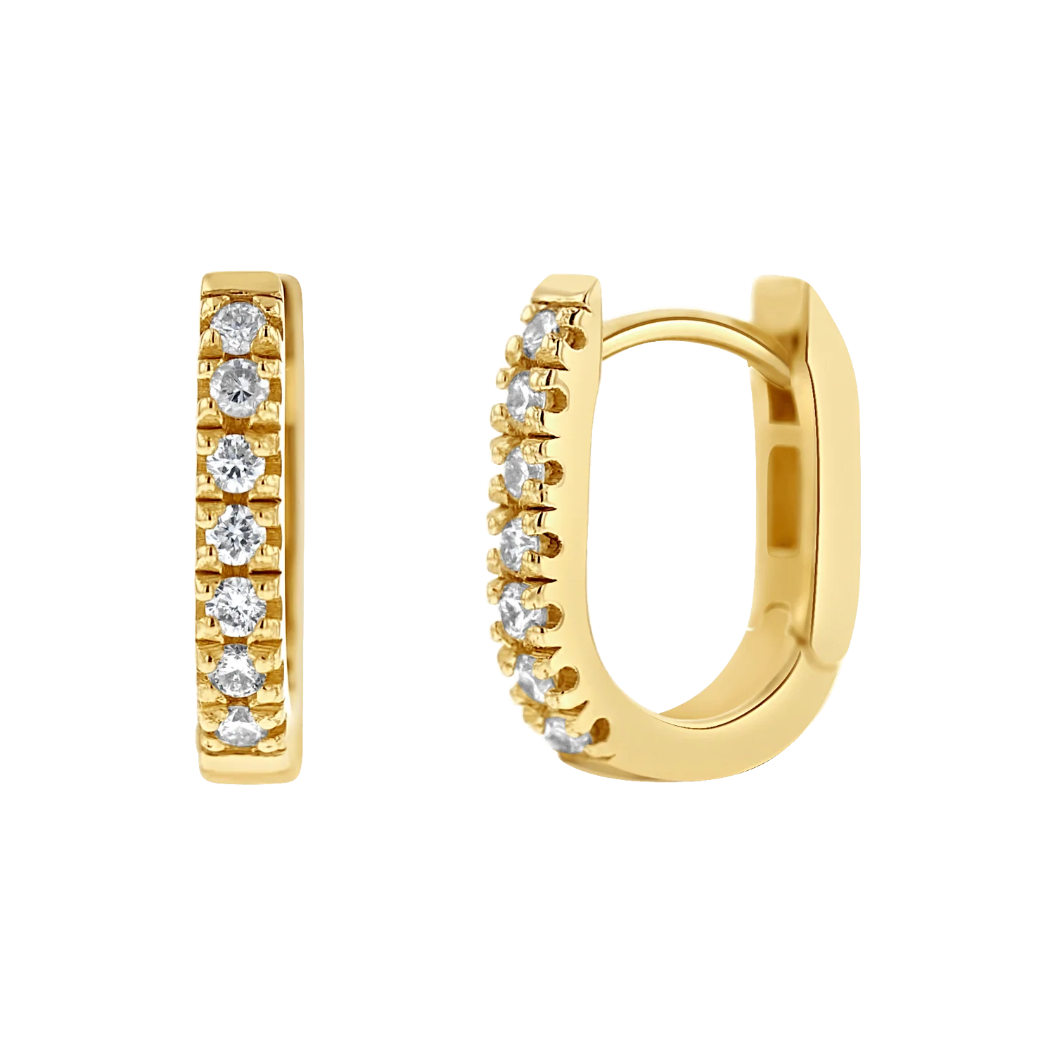 Petite Diamond U-Pave Paper Clip Huggie Earrings