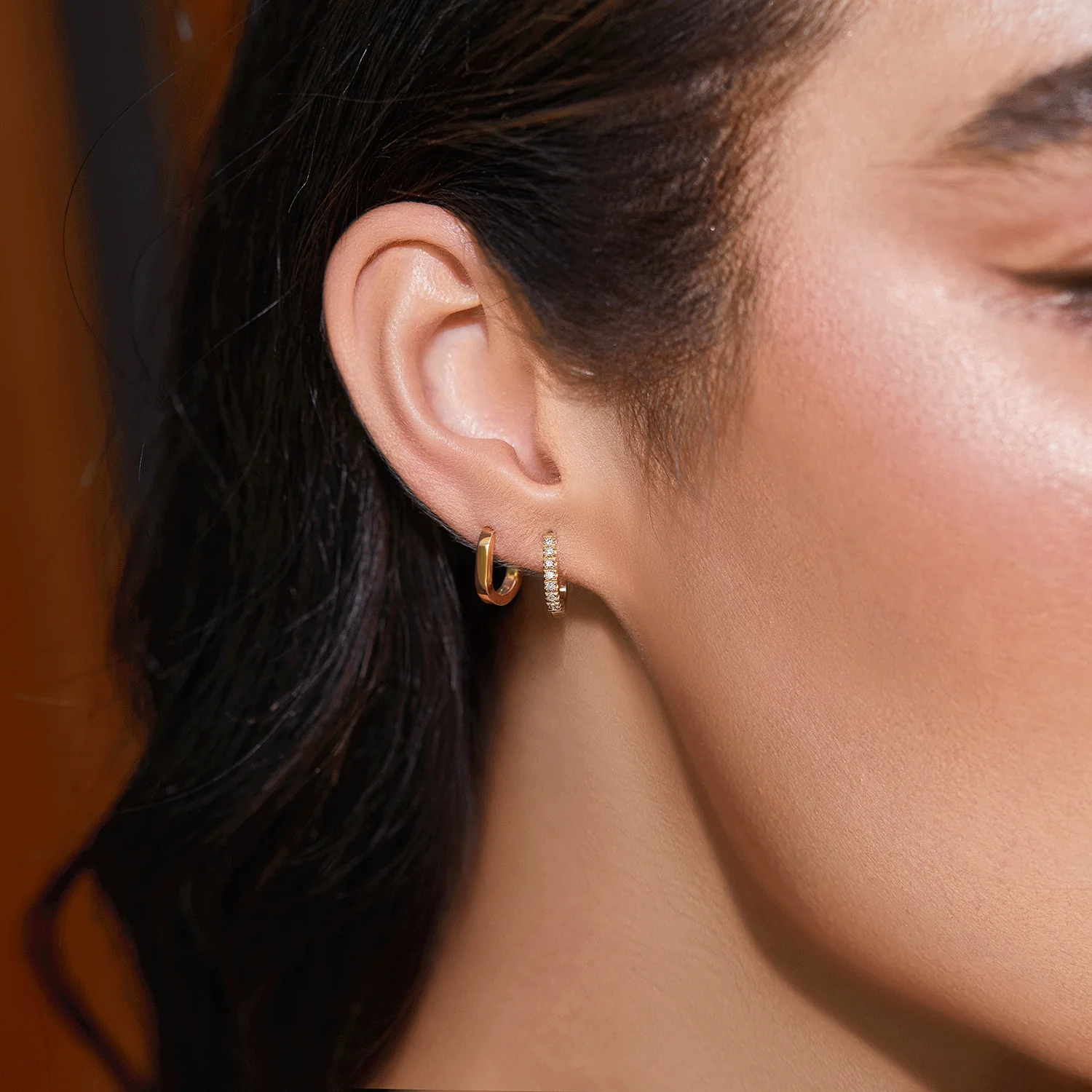 Petite Paper Clip Huggie Hoop Earrings - Image 9