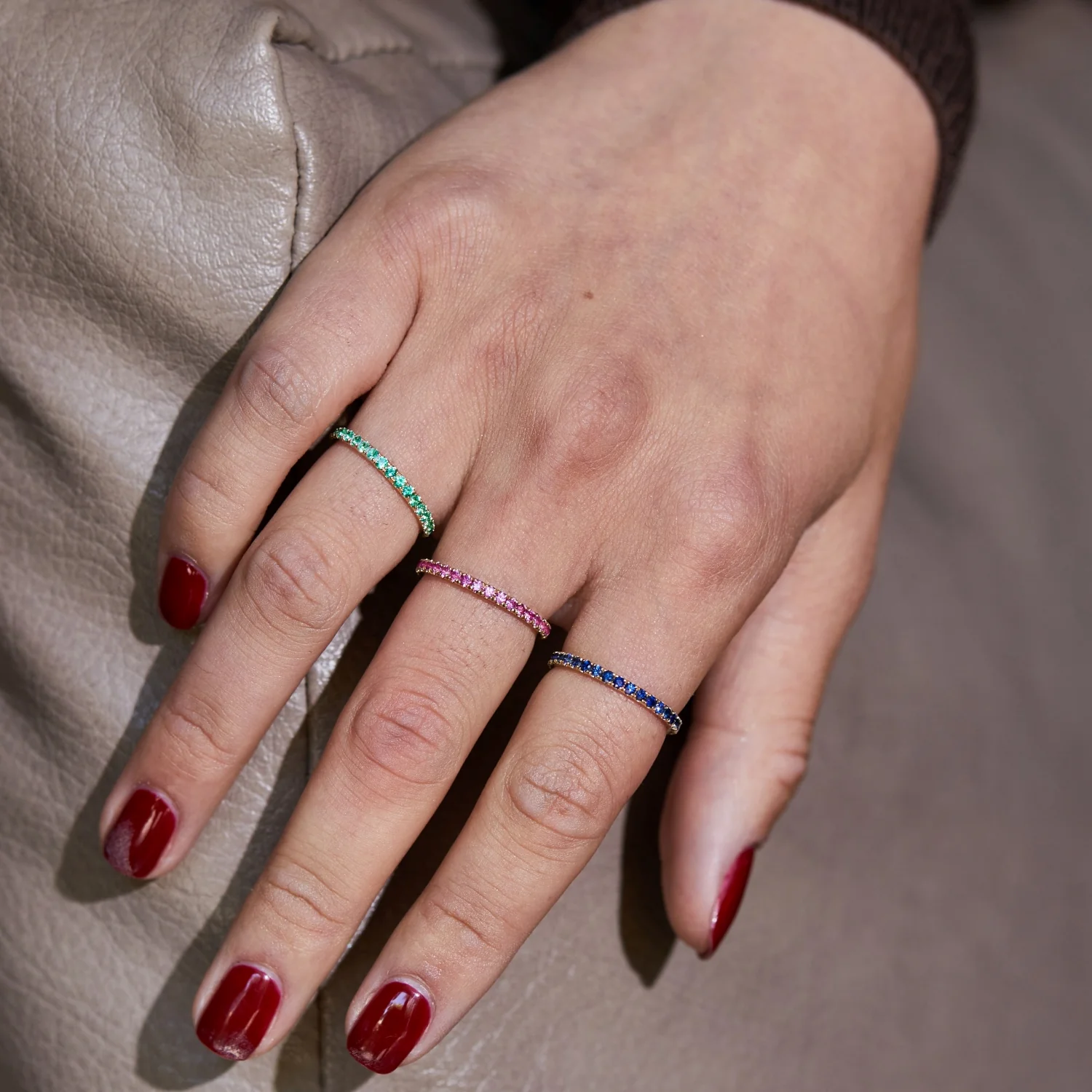 Pink Sapphire U Pave Band - Image 4