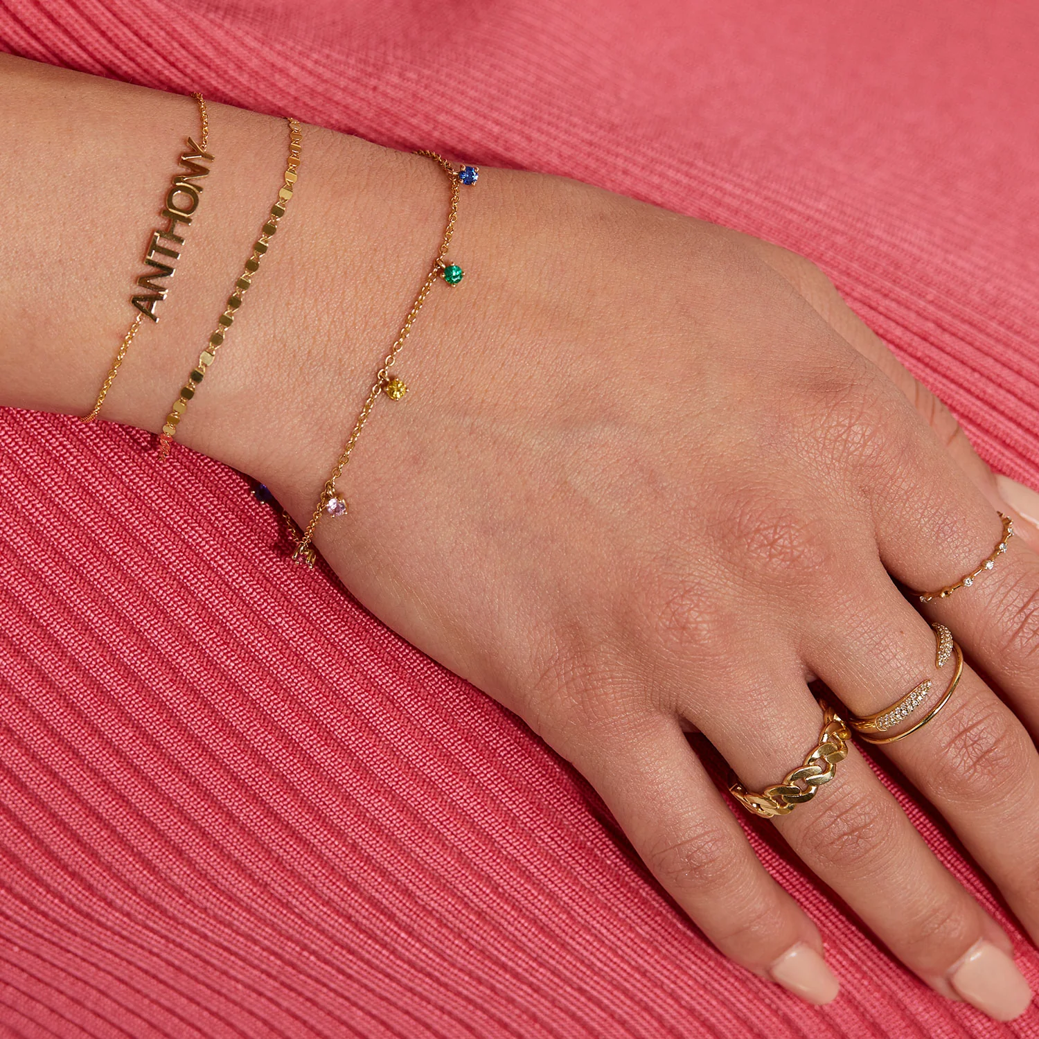 Rainbow Gemstone Drop Bracelet - Image 5