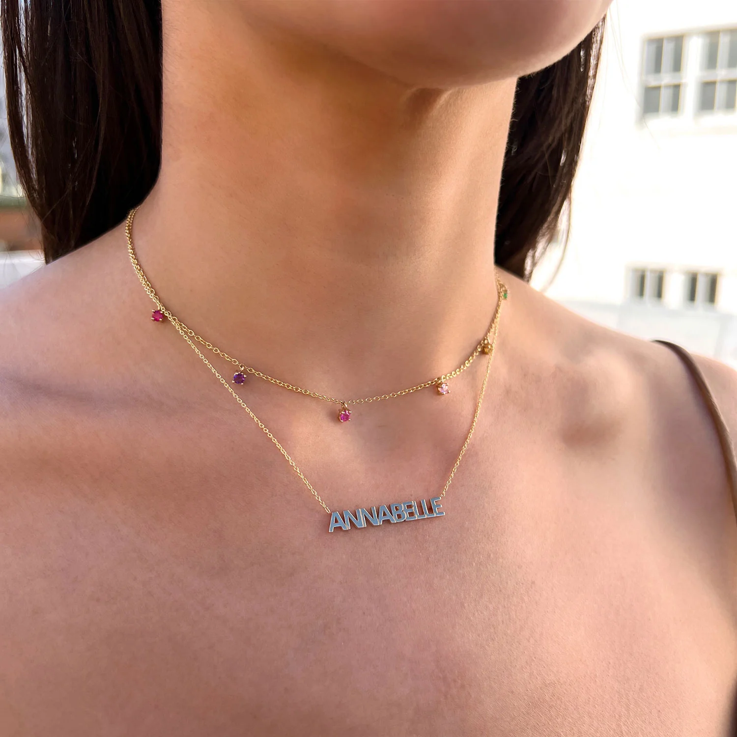 Rainbow Gemstone Drop Necklace - Image 5