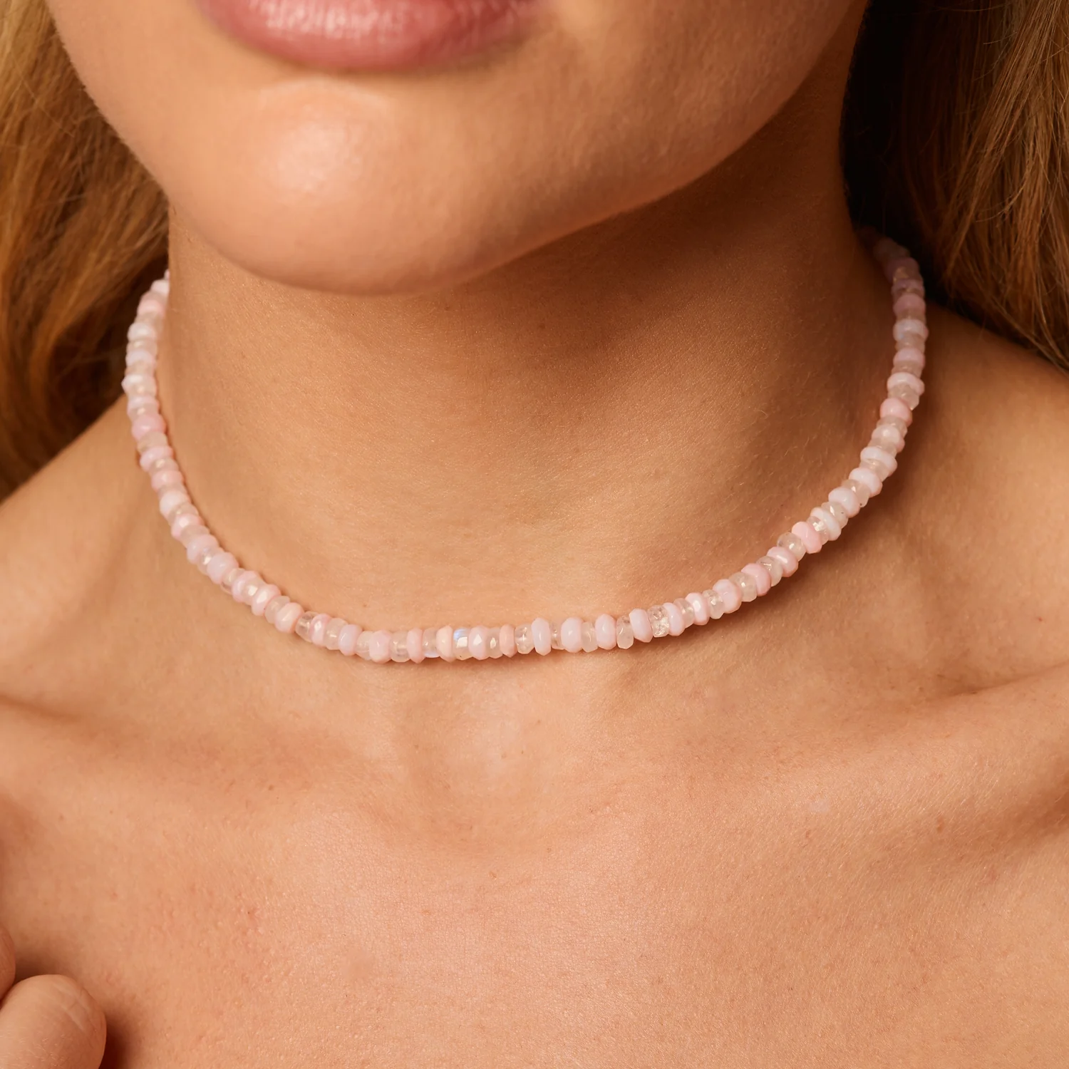 Rose Quartz and Moonstone Beaded Necklace - Image 4