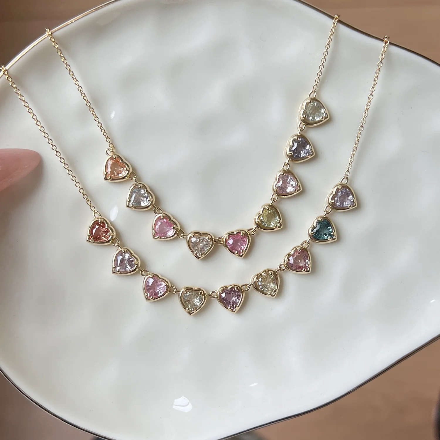 Sapphire Heart Strand Necklace - Image 6