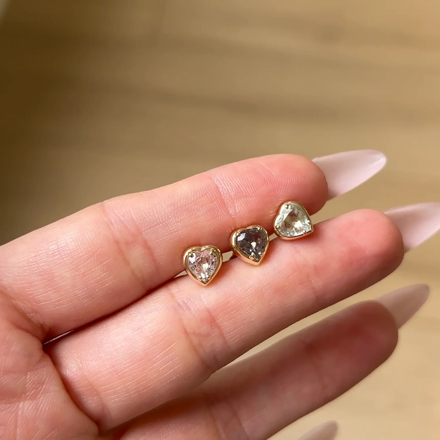 Sapphire Heart Stud Earrings - Image 10