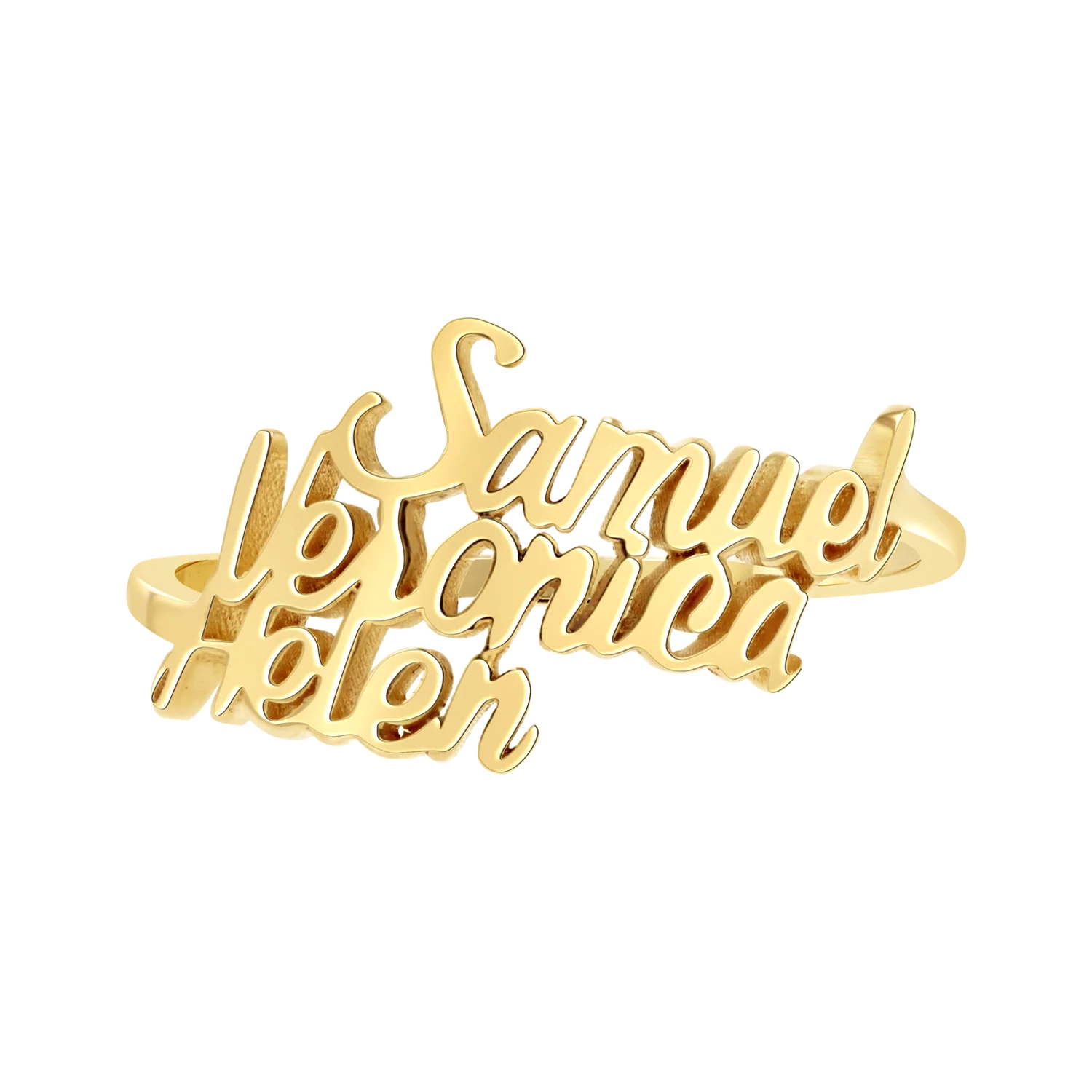 Script Custom Triple Name Ring - Image 4