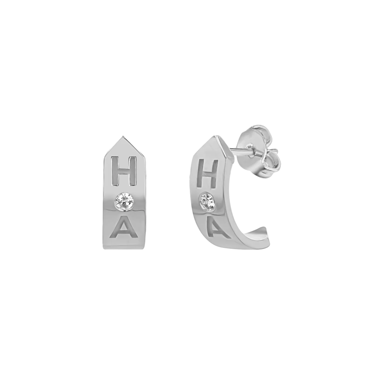 Shield Letter Huggie Hoops - Image 2