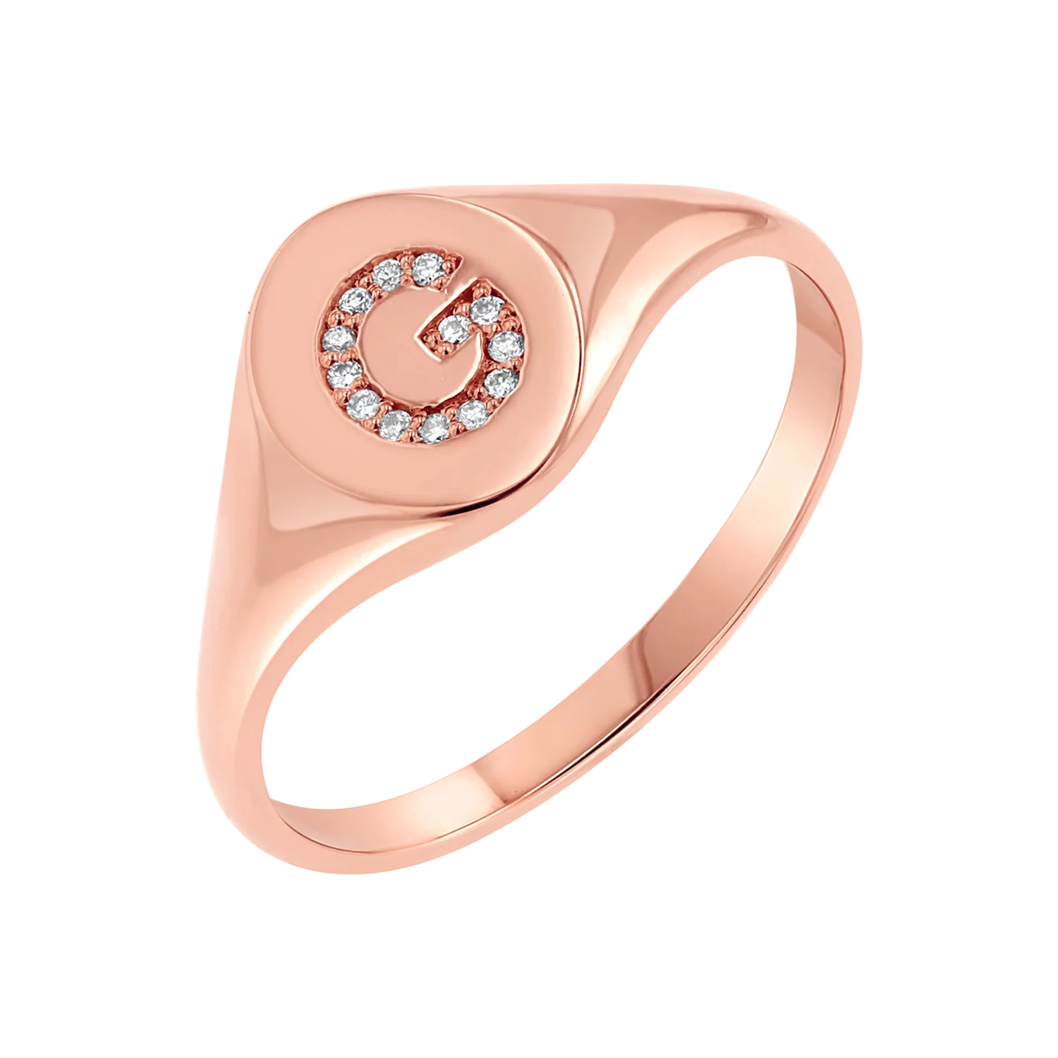 Diamond Signet Initial Letter Ring - Image 3