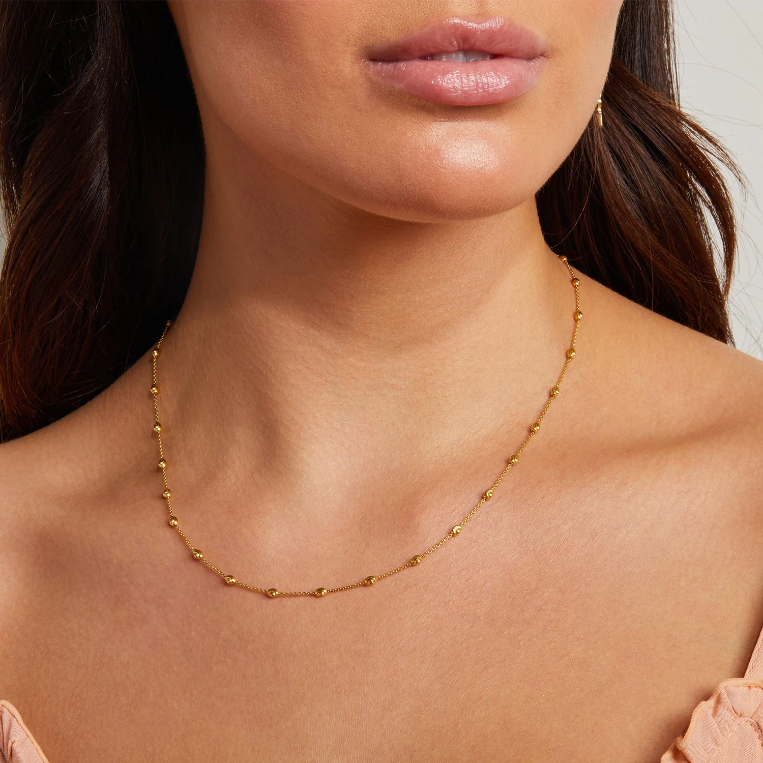 Spaced Mooncut Bead Necklace - Image 5
