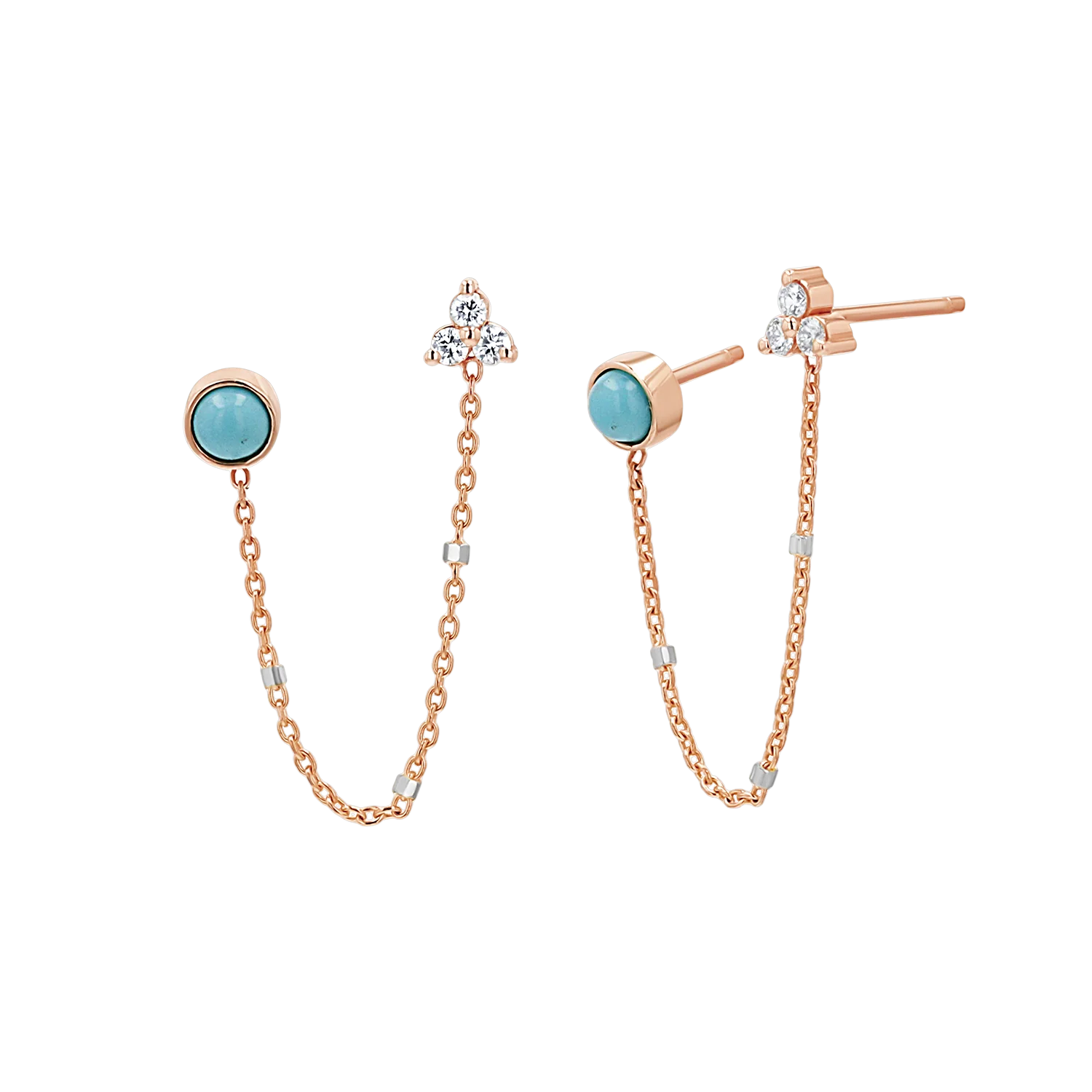 Turquoise & Diamond Duo Drop Earring - Image 3