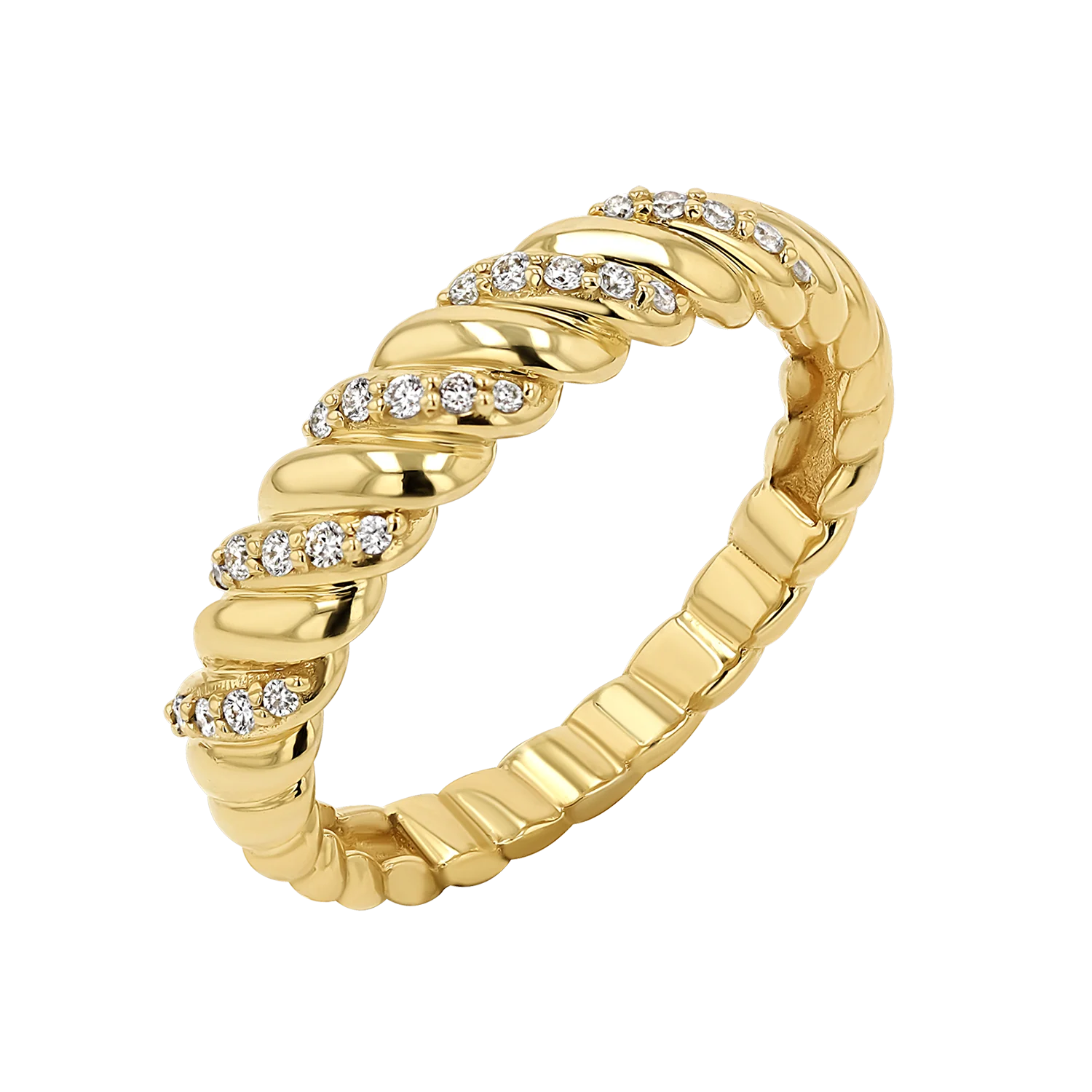 Wide Diamond Twist Ring