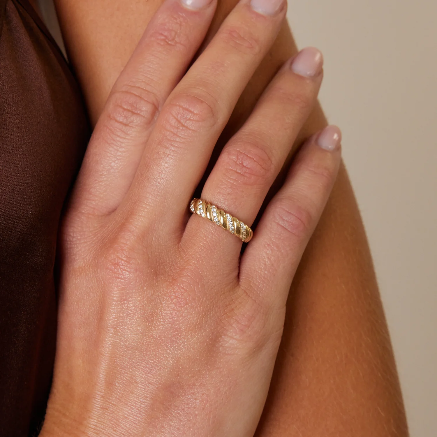 Wide Diamond Twist Ring - Image 7