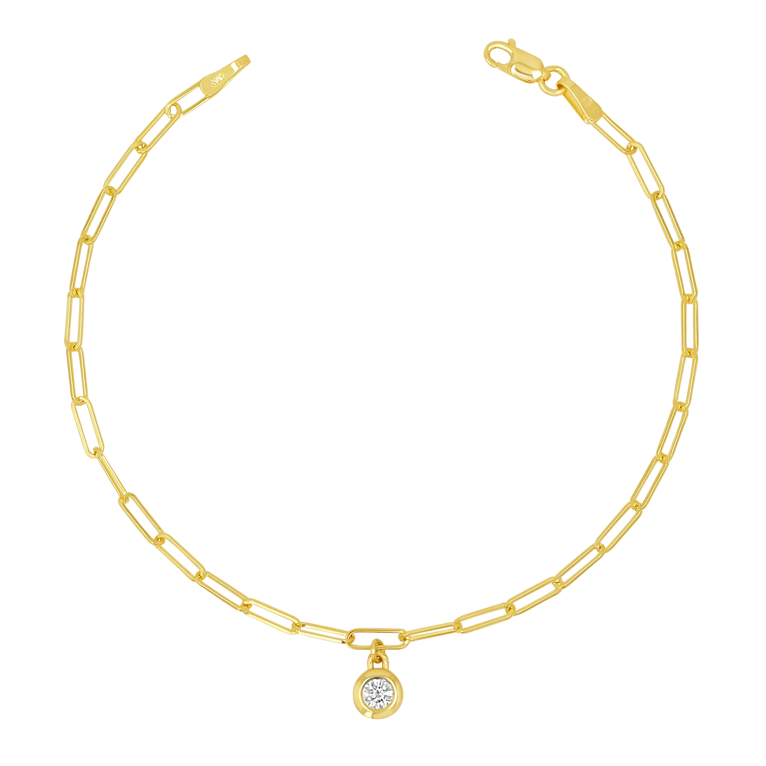 Wire Paper Clip Diamond Bezel Bracelet
