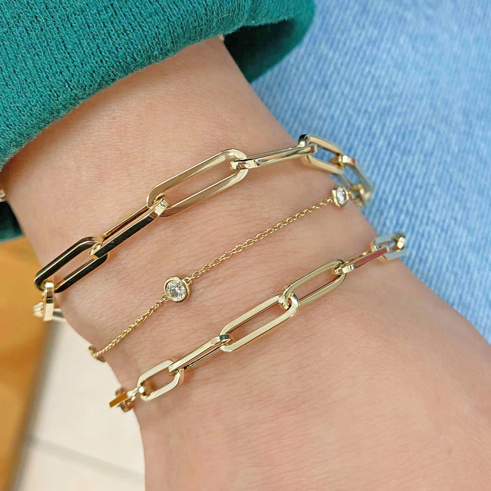 14K Large Paper Clip Chain Bracelet - Image 5