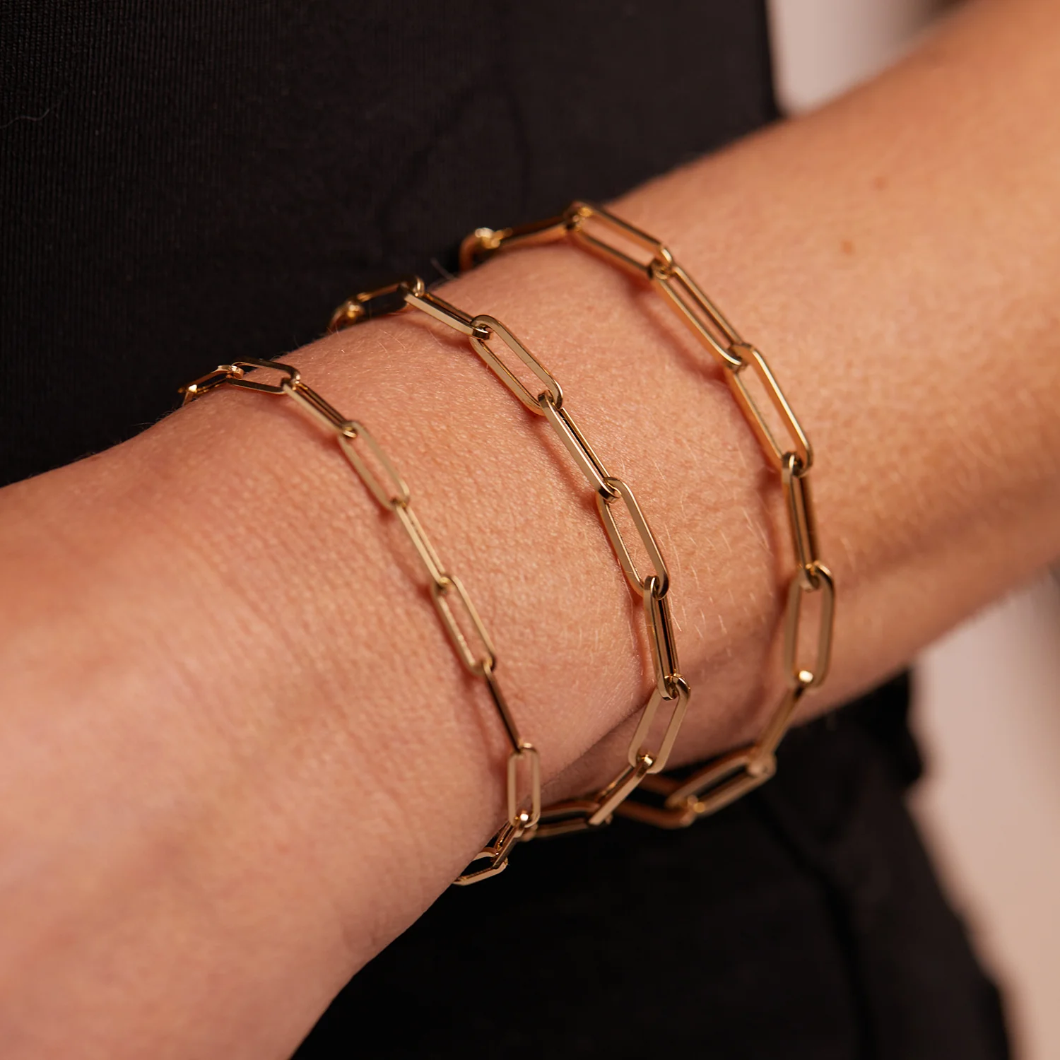 14K Large Paper Clip Chain Bracelet - Image 6