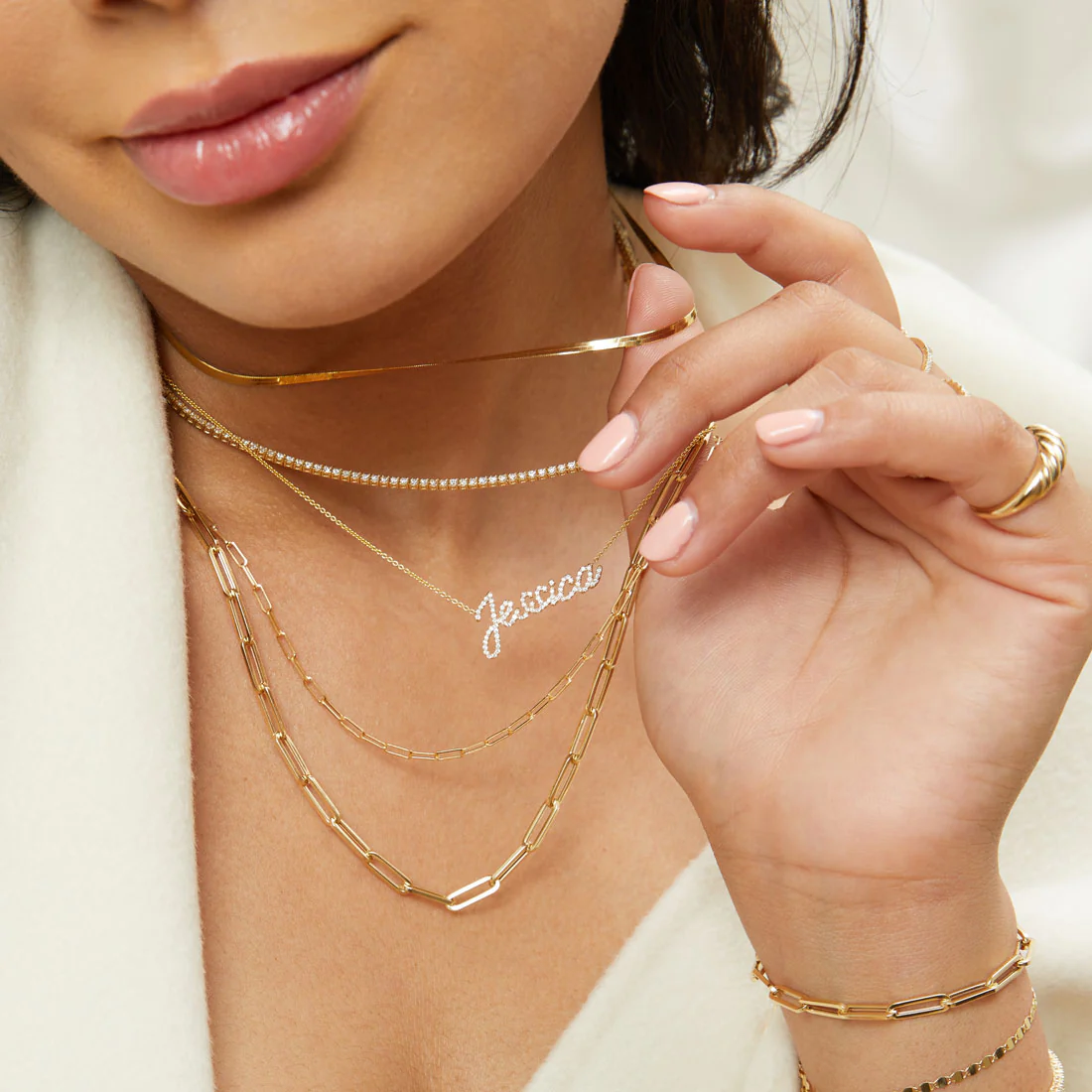 14K Paper Clip Chain Necklace - Image 5
