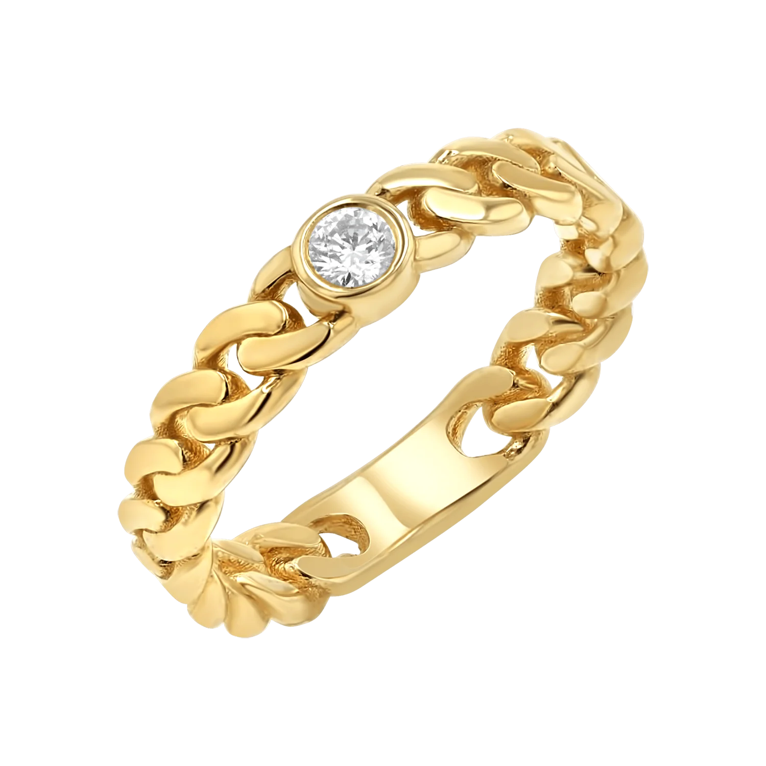 Diamond Solitaire Cuban Link Ring