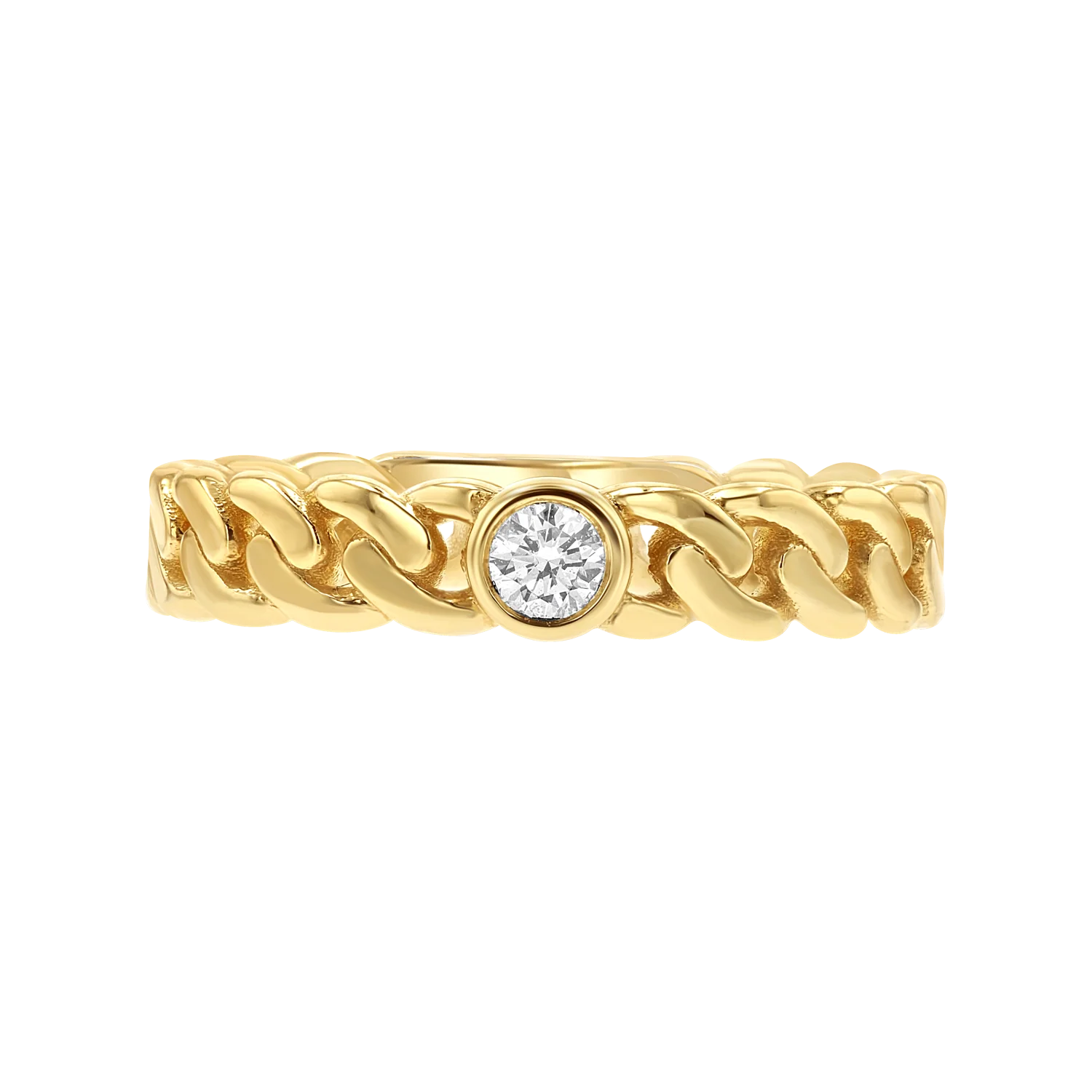 Diamond Solitaire Cuban Link Ring - Image 4