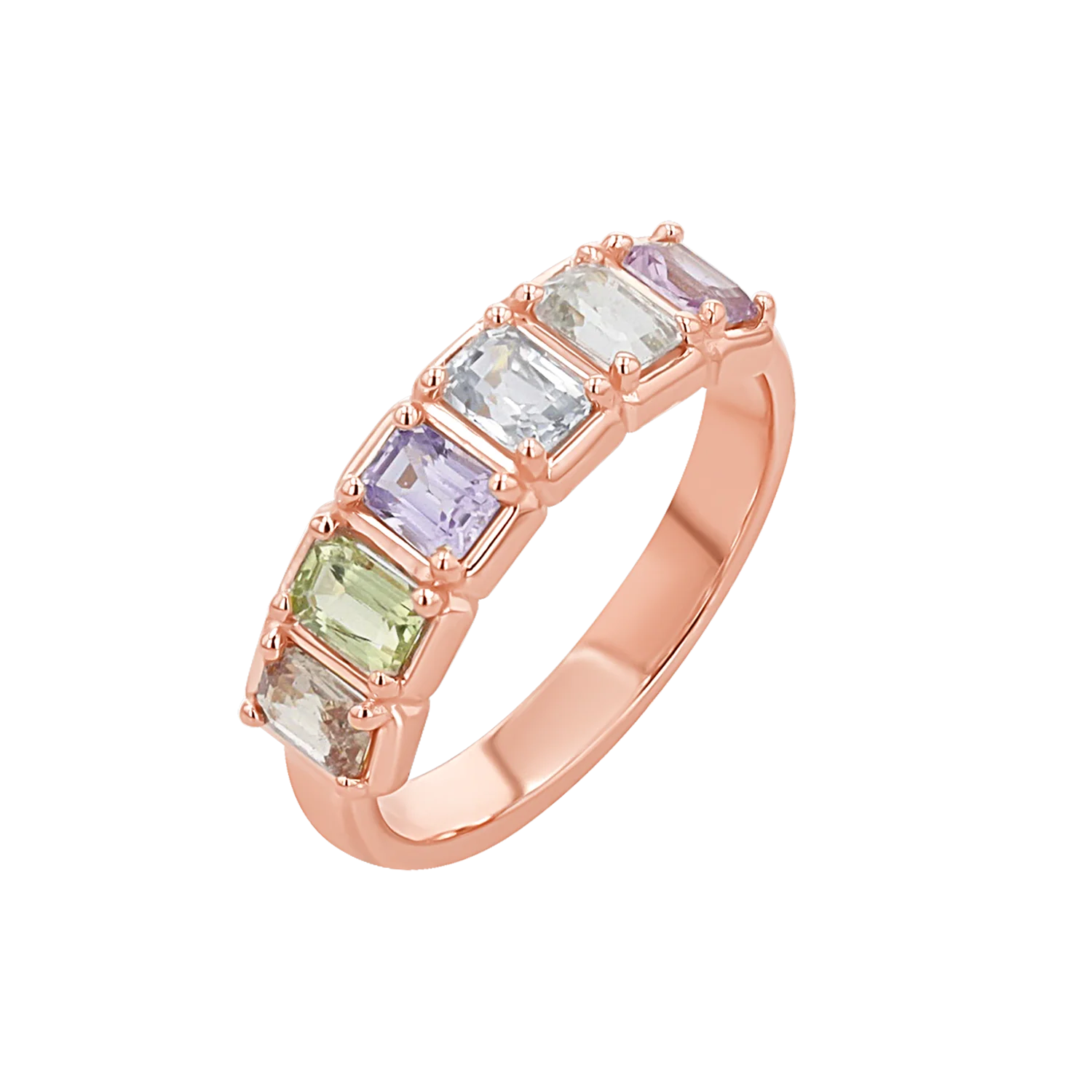 Emerald Cut Sapphire Half Eternity Band - Image 3