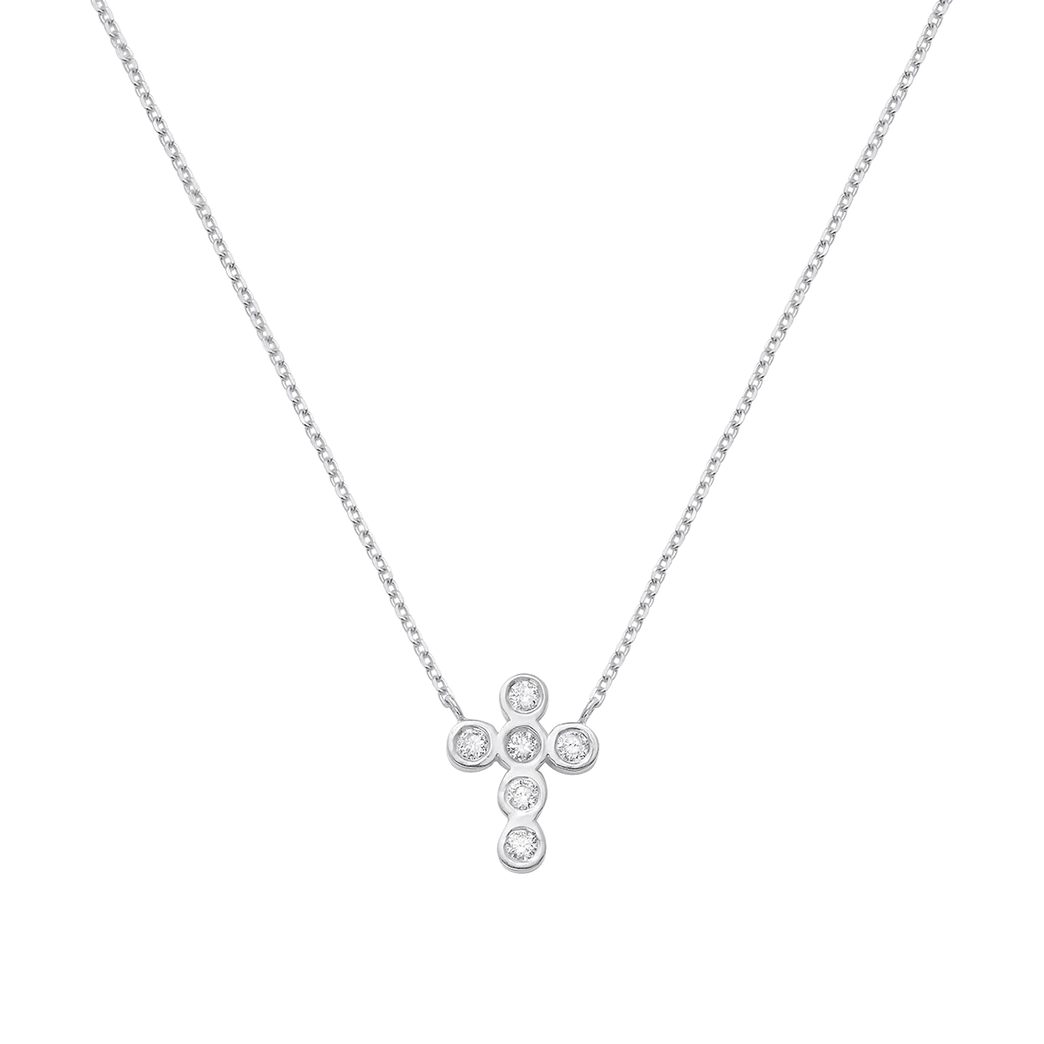 Kids Diamond Bezel Cross Necklace - Image 2