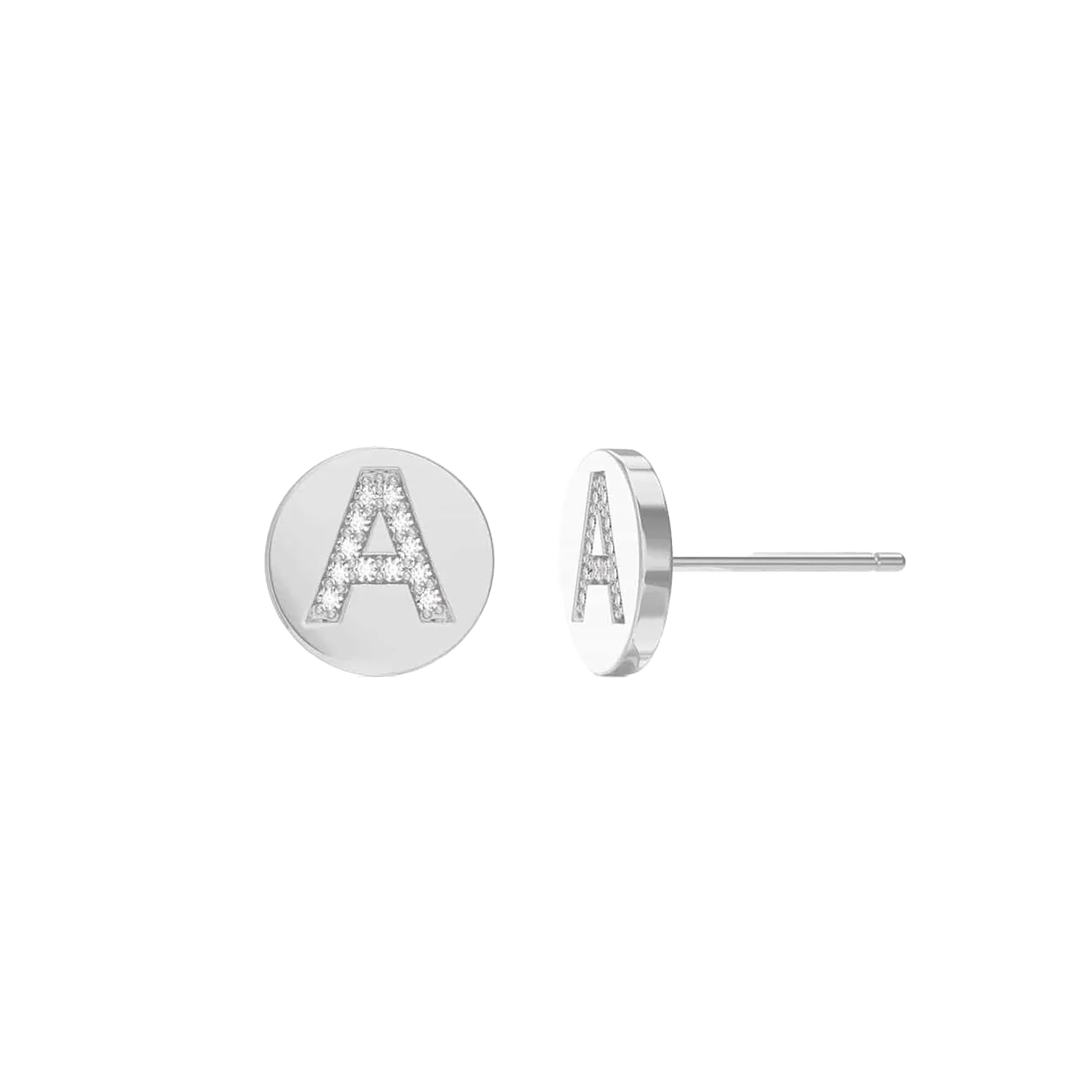 Kids Diamond Initial Coin Earrings - Image 2