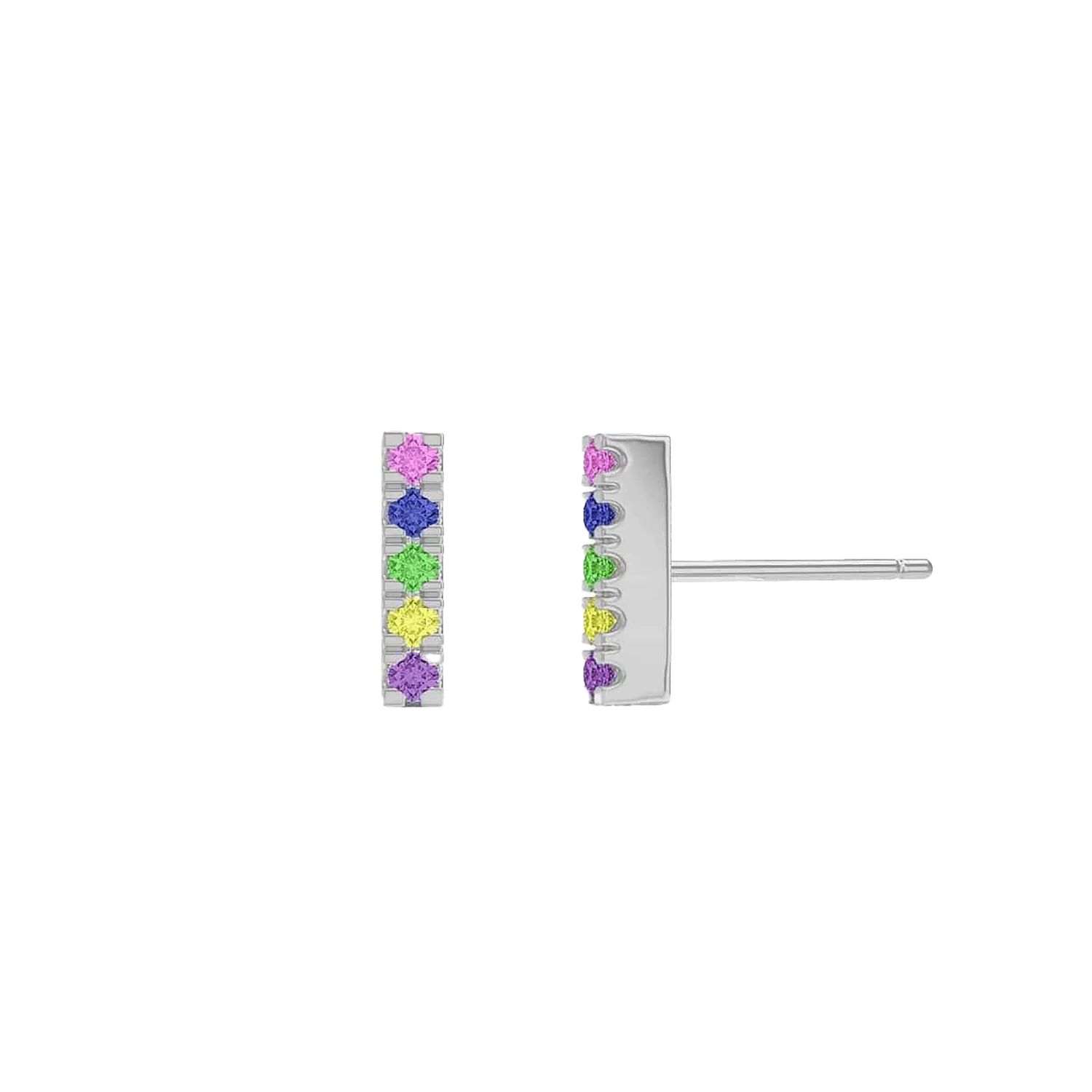 Kids U Pave Petite Rainbow Bar Earrings - Image 2