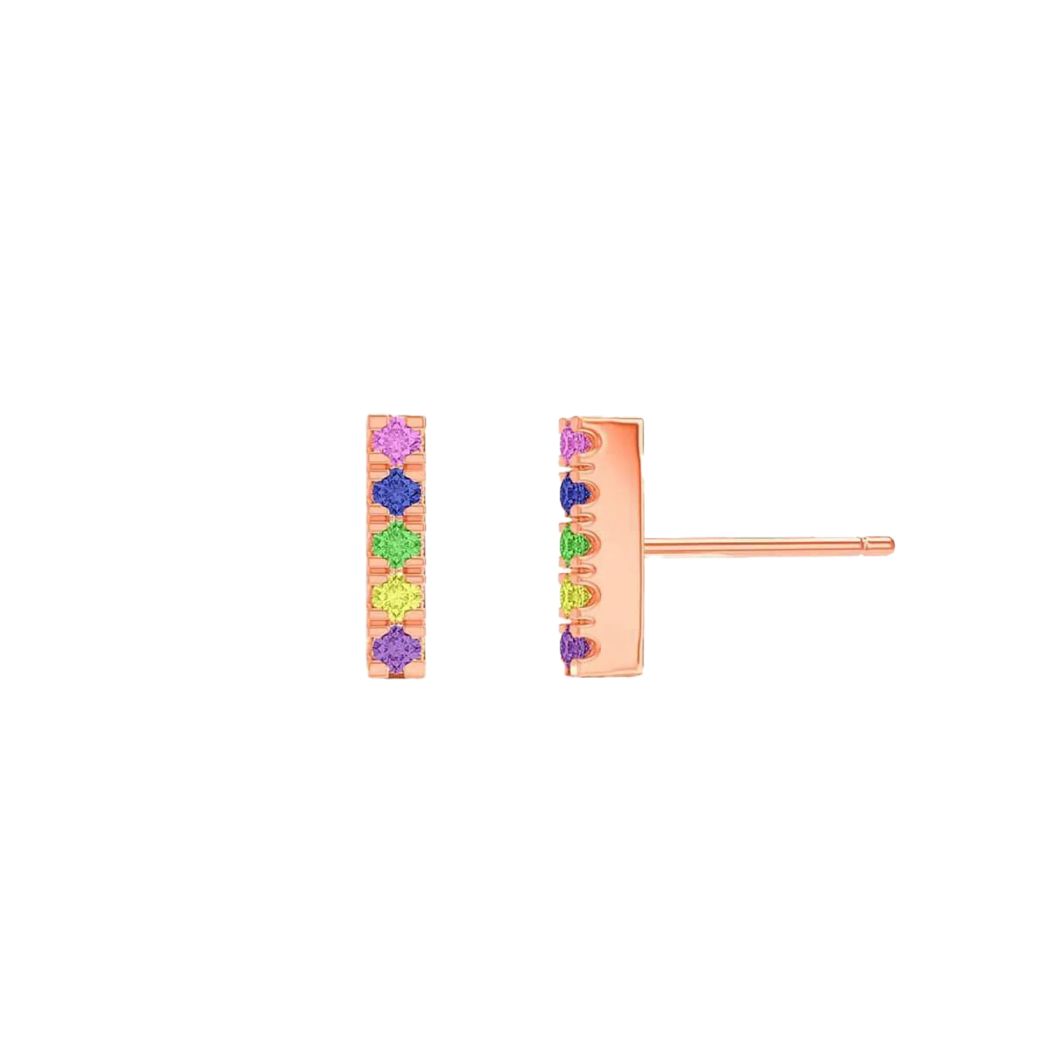 Kids U Pave Petite Rainbow Bar Earrings - Image 3