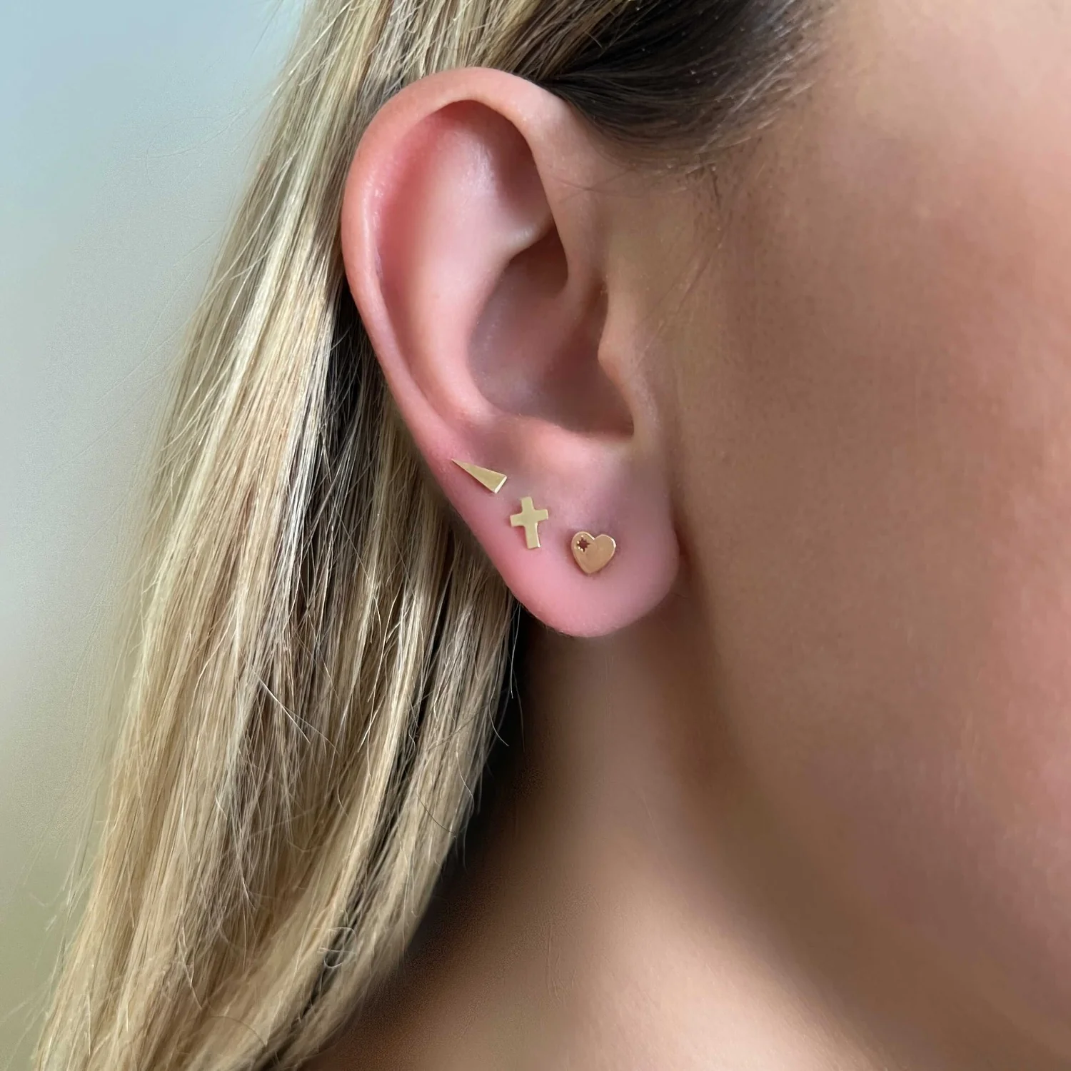 Mini Heart Stud Earrings - Image 4