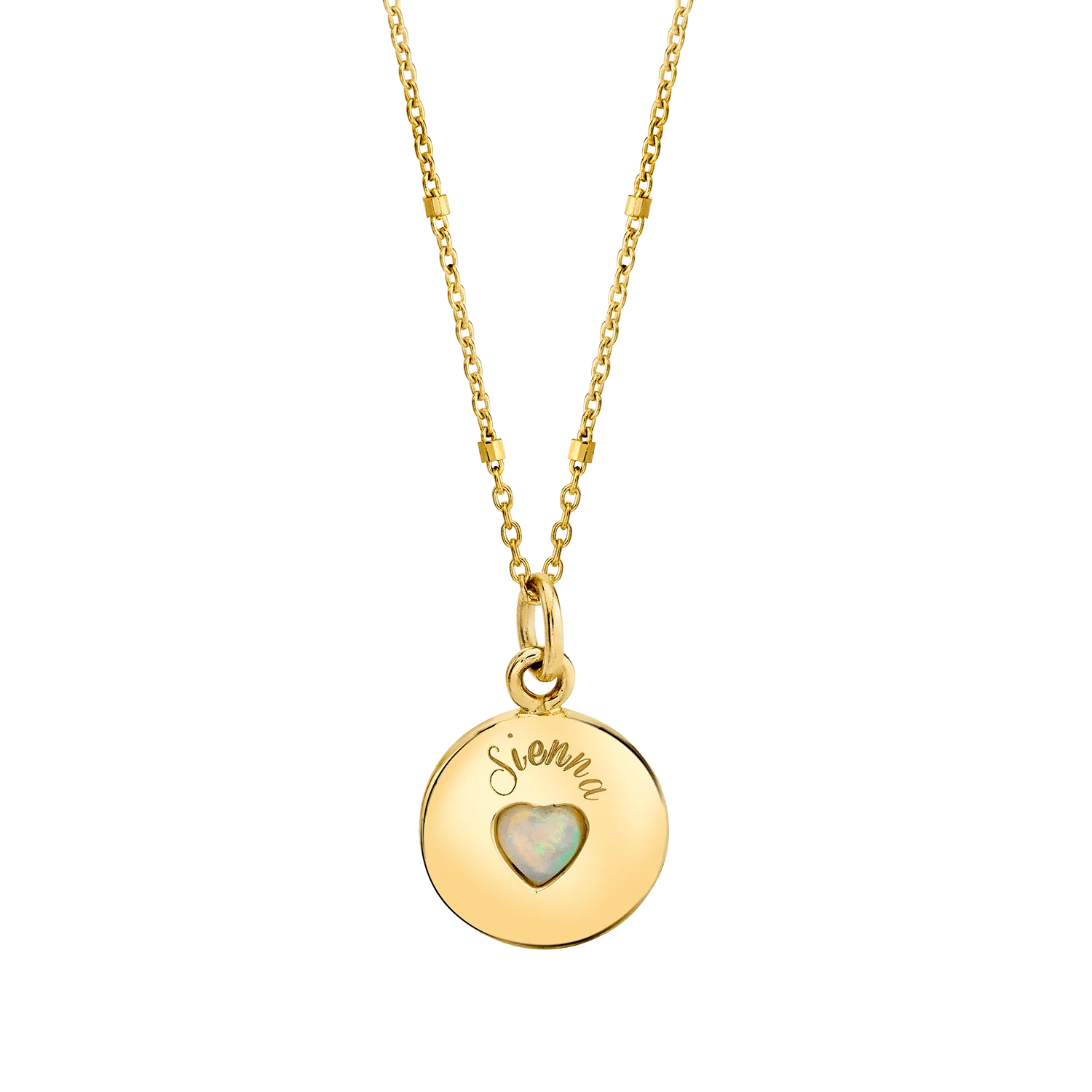 Opal Heart Name Medallion
