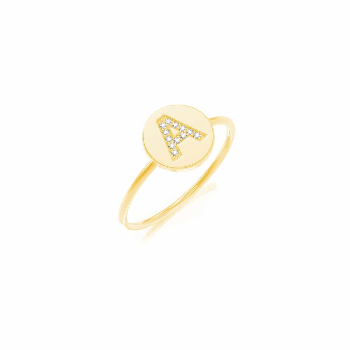 Diamond Initial Coin Ring - Image 4