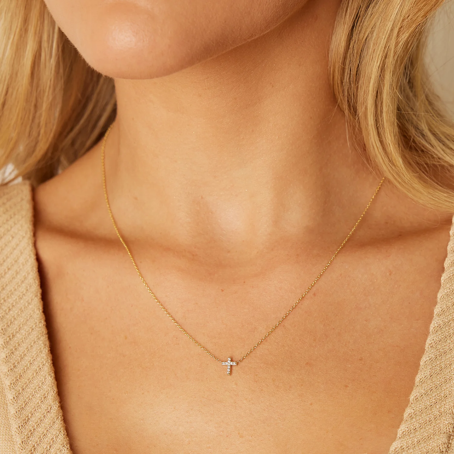 Diamond Pave Cross Necklace - Image 7