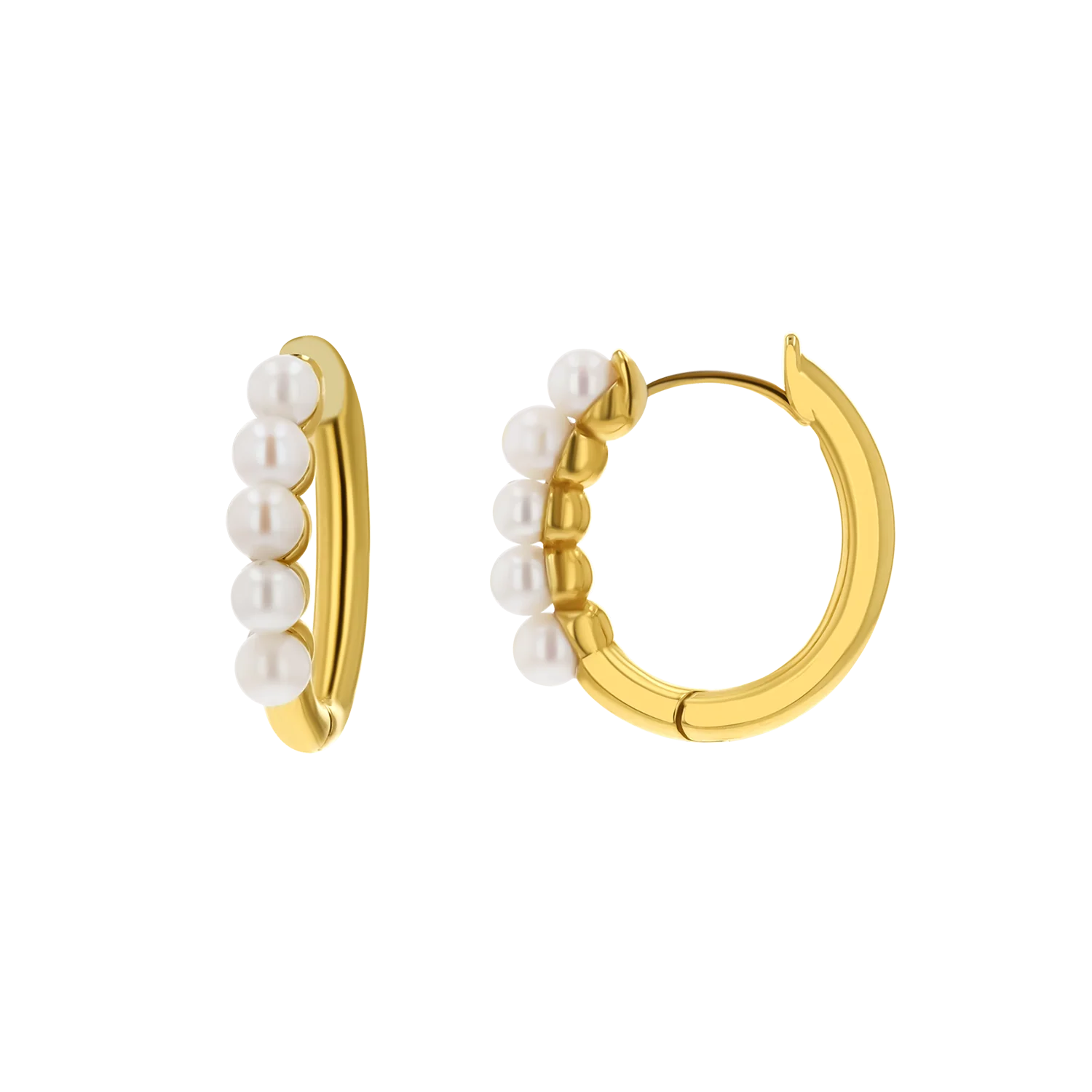 Pearl Huggies Hoop Earrings