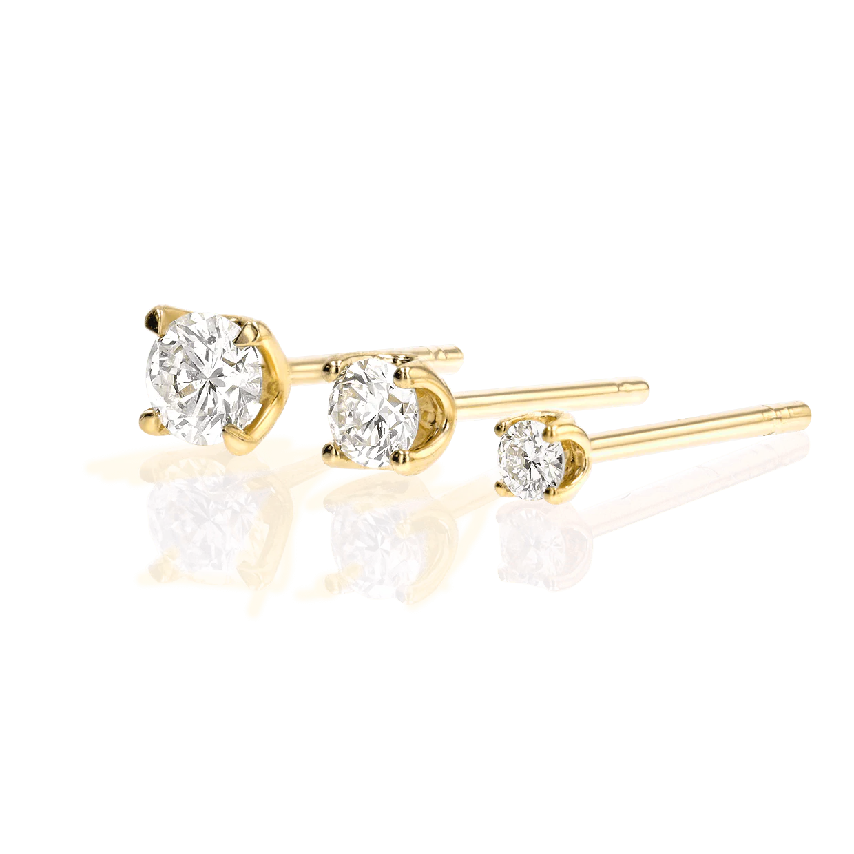 14K Gold Solitaire Studs - Image 4