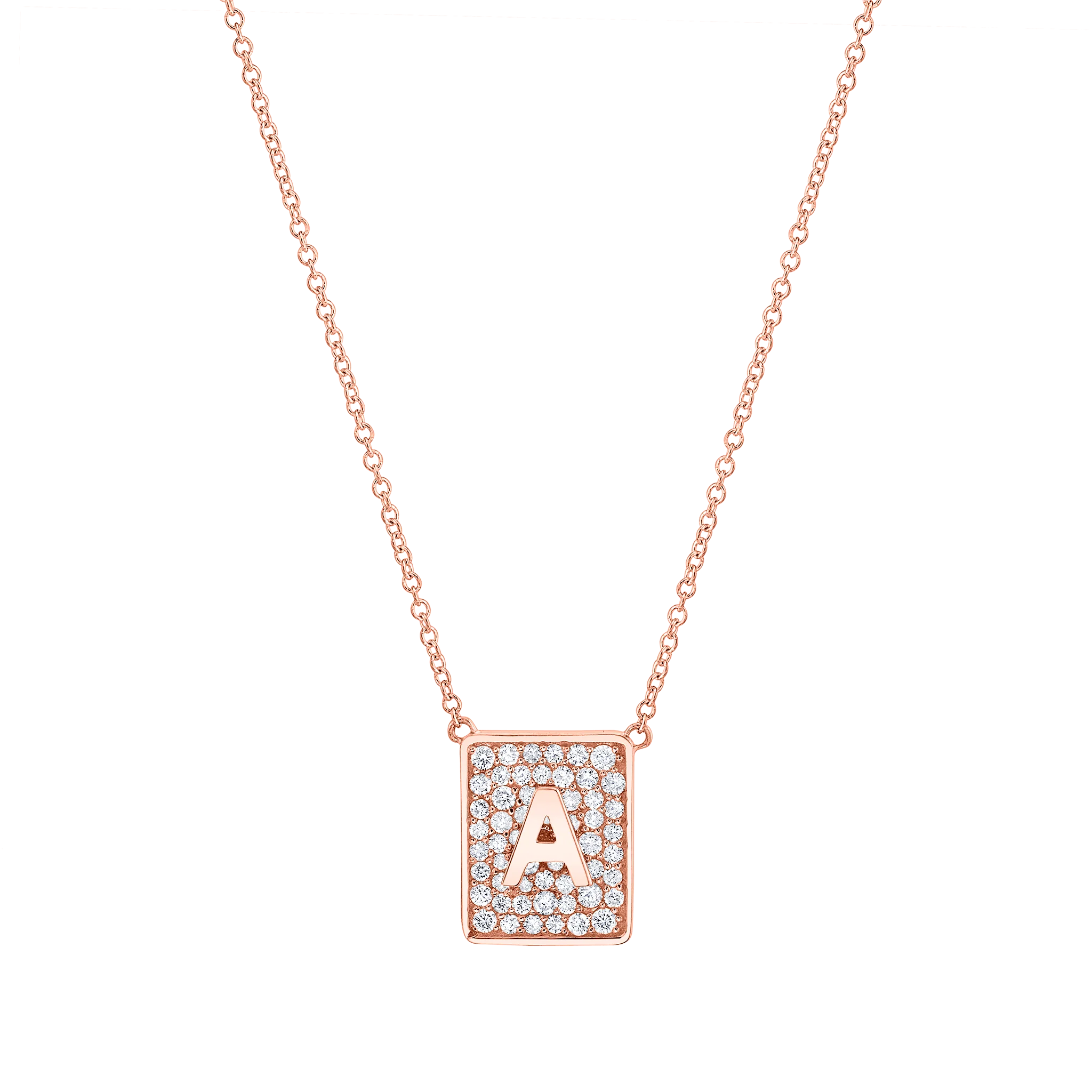 Square Diamond Initial Necklace - Image 3