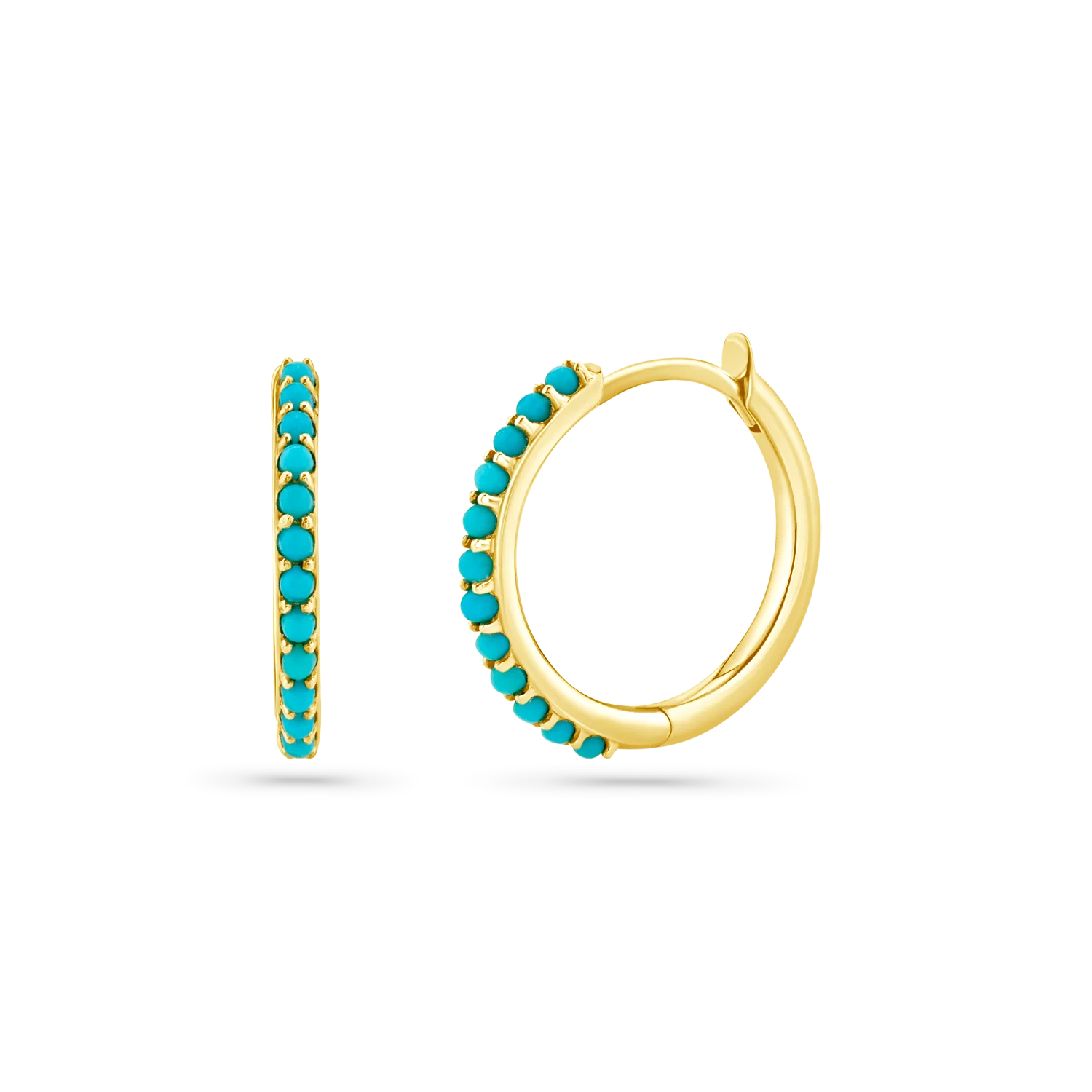 Turquoise Huggie Hoop Earrings - Image 9