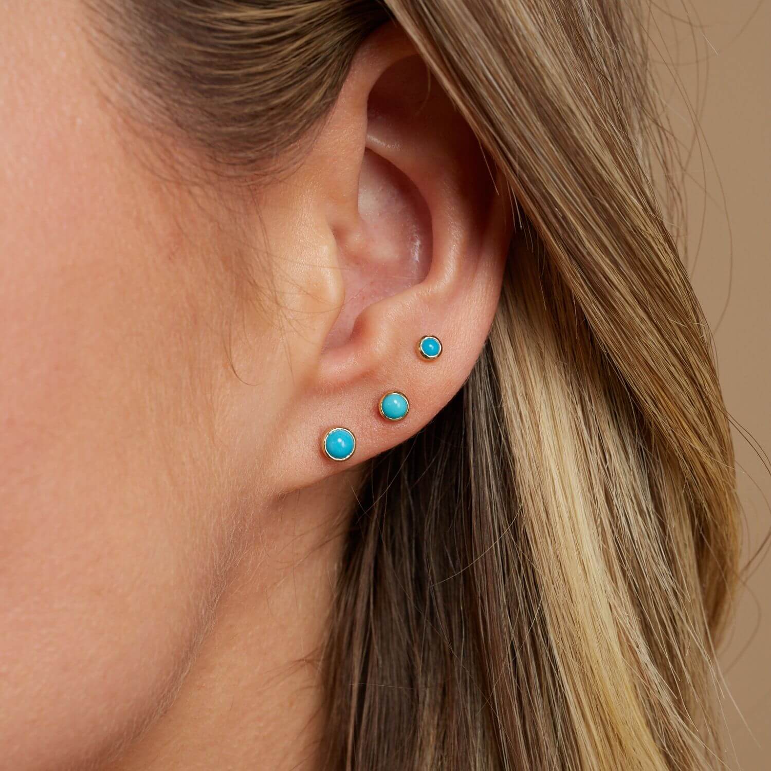 Turquoise Solitaire Stud Earrings - Image 4